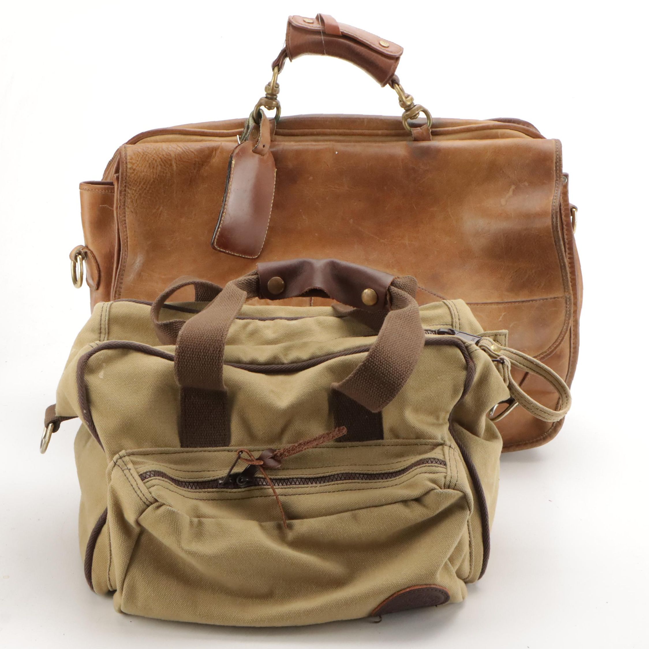Gokey Company Leather Messenger Bag and Duluth Two-Way Travel Bag