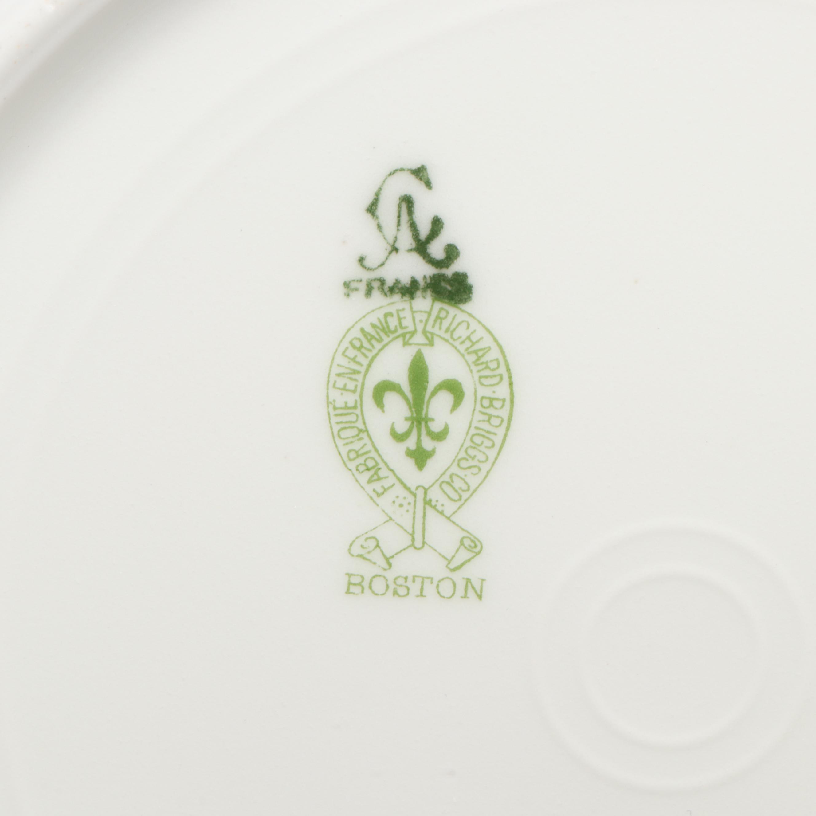 Charles Ahrenfeldt Limoges Rimmed Soup Bowls and Tirschenreuth Porcelain Plates