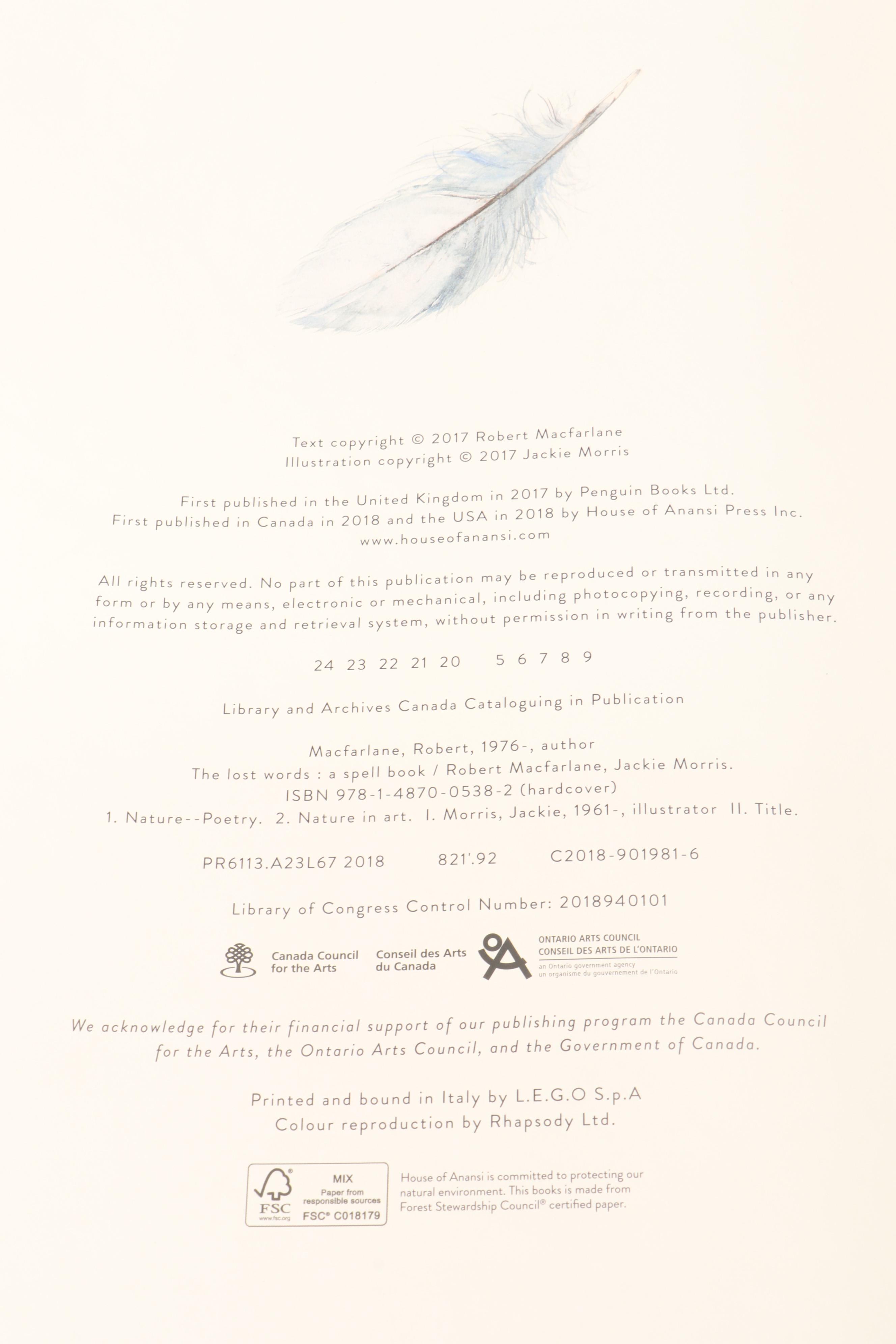 "The Lost Words: A Spell Book" by Robert Macfarlane and Jackie Morris, 2020