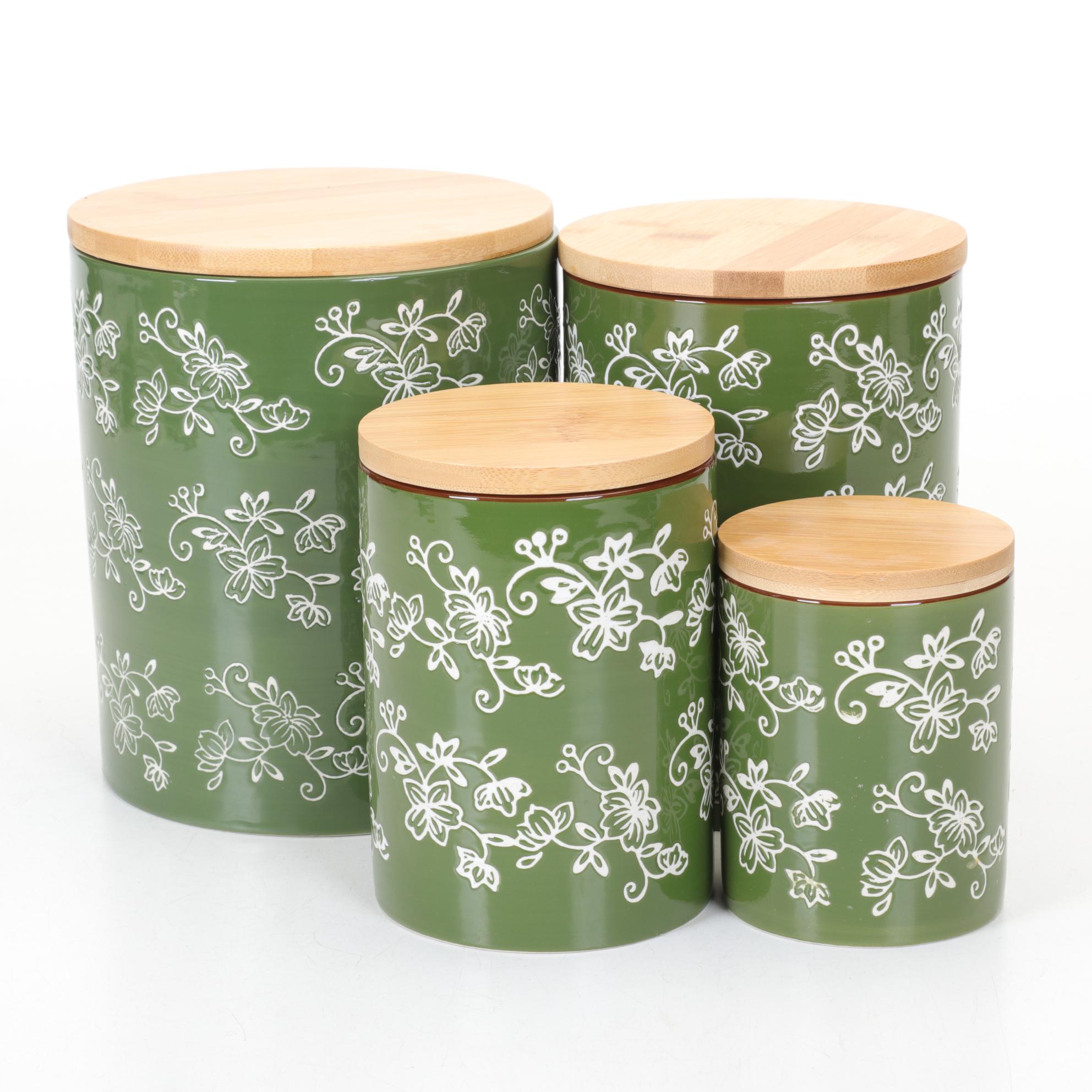 Temp-Tations by Tara "Floral Lace Green" Kitchen Canister Set