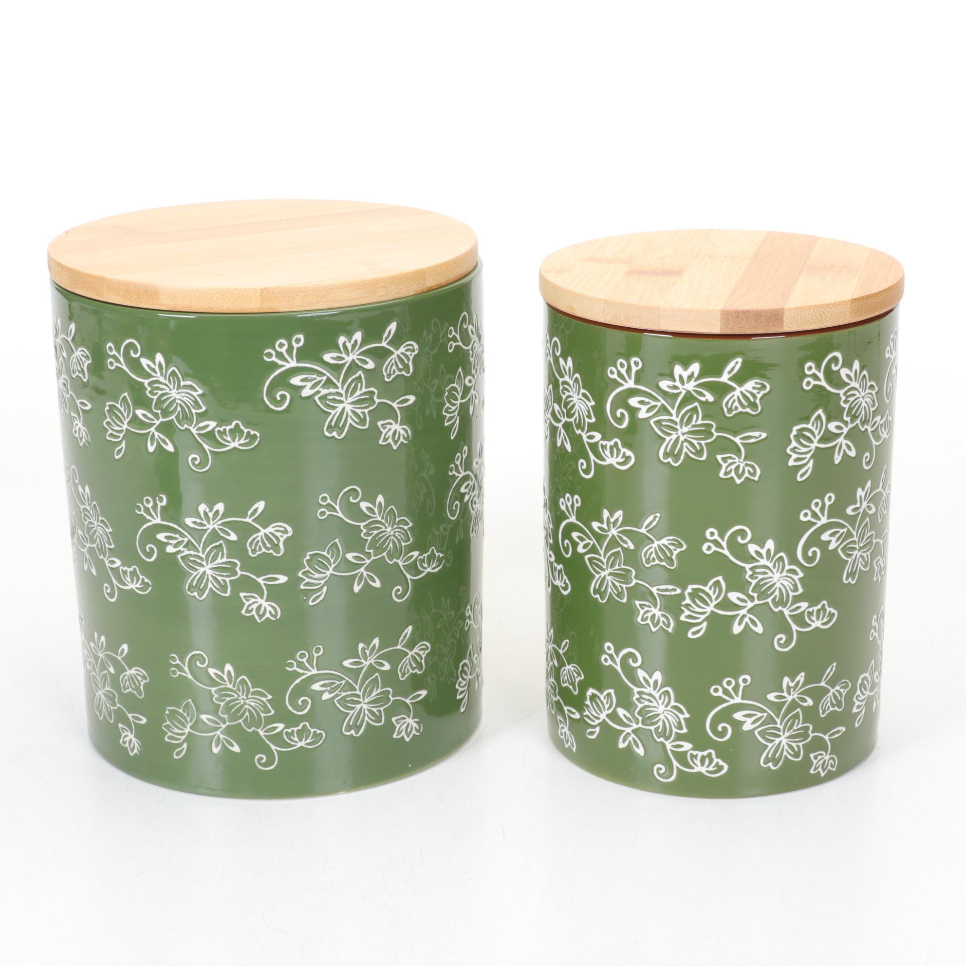 Temp-Tations by Tara "Floral Lace Green" Kitchen Canister Set