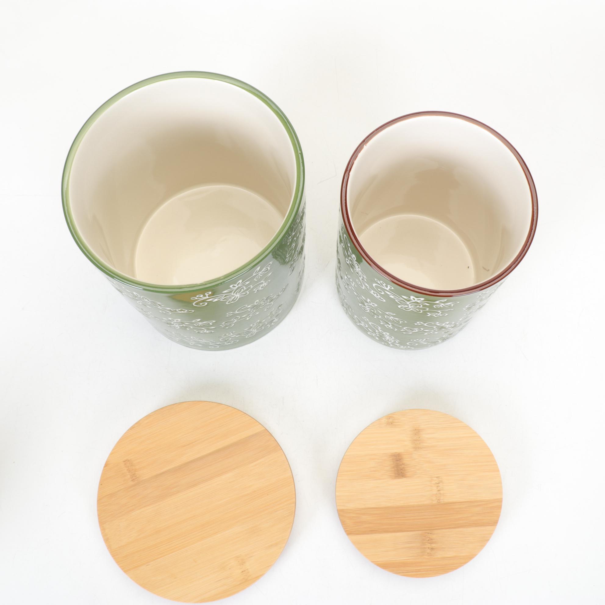 Temp-Tations by Tara "Floral Lace Green" Kitchen Canister Set