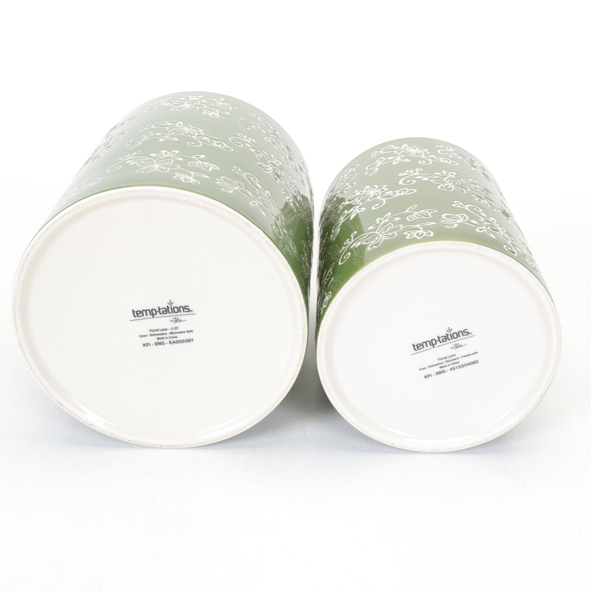 Temp-Tations by Tara "Floral Lace Green" Kitchen Canister Set