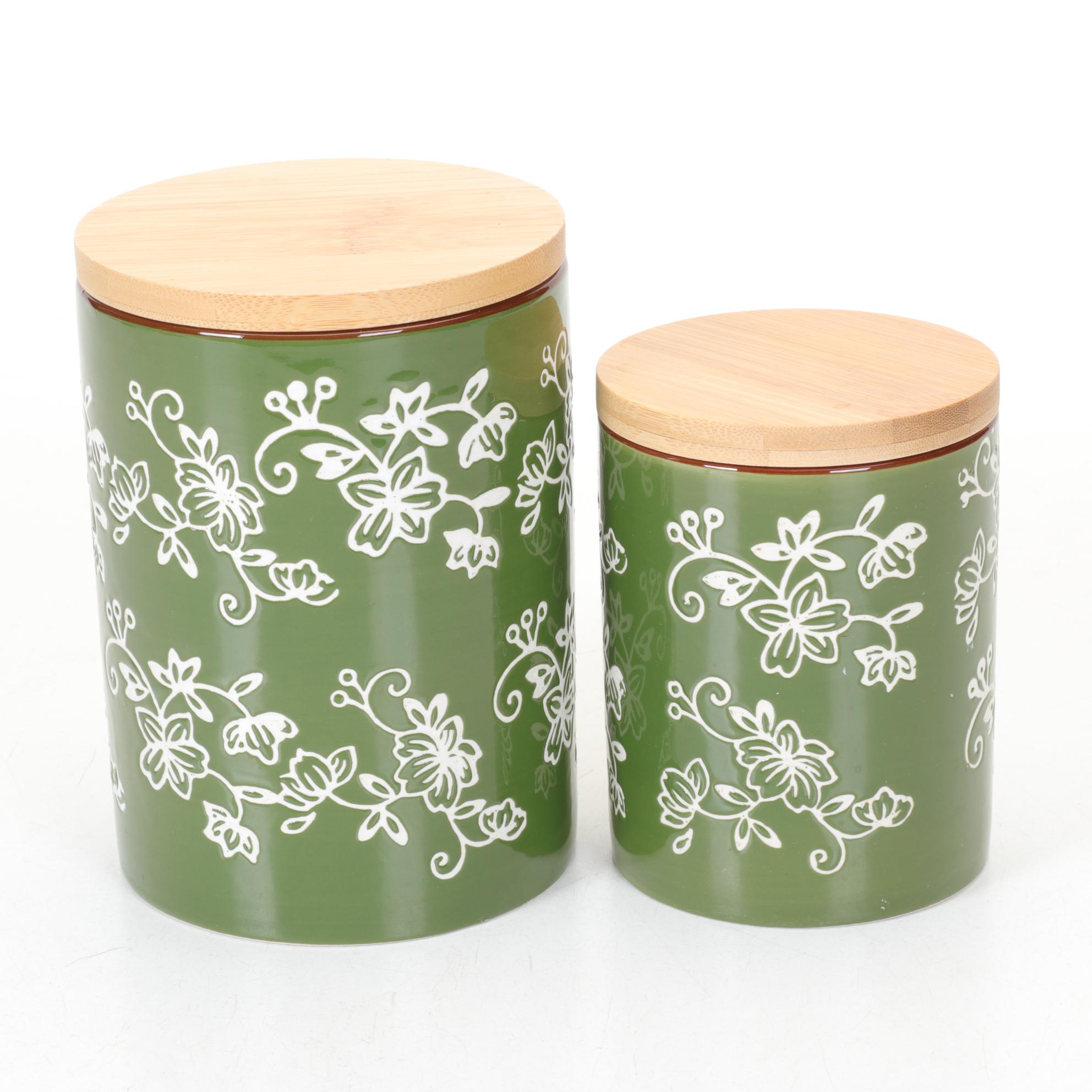 Temp-Tations by Tara "Floral Lace Green" Kitchen Canister Set