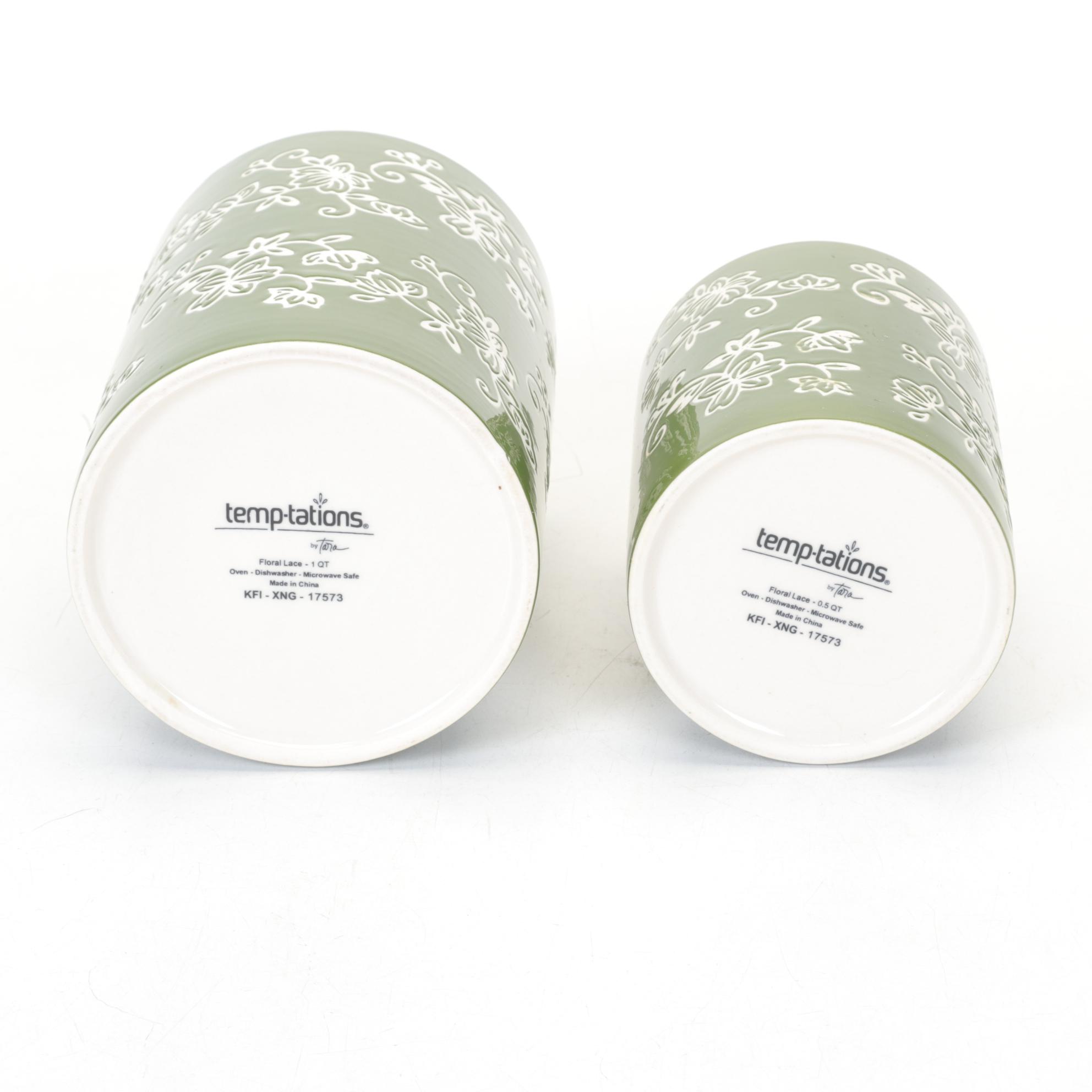 Temp-Tations by Tara "Floral Lace Green" Kitchen Canister Set
