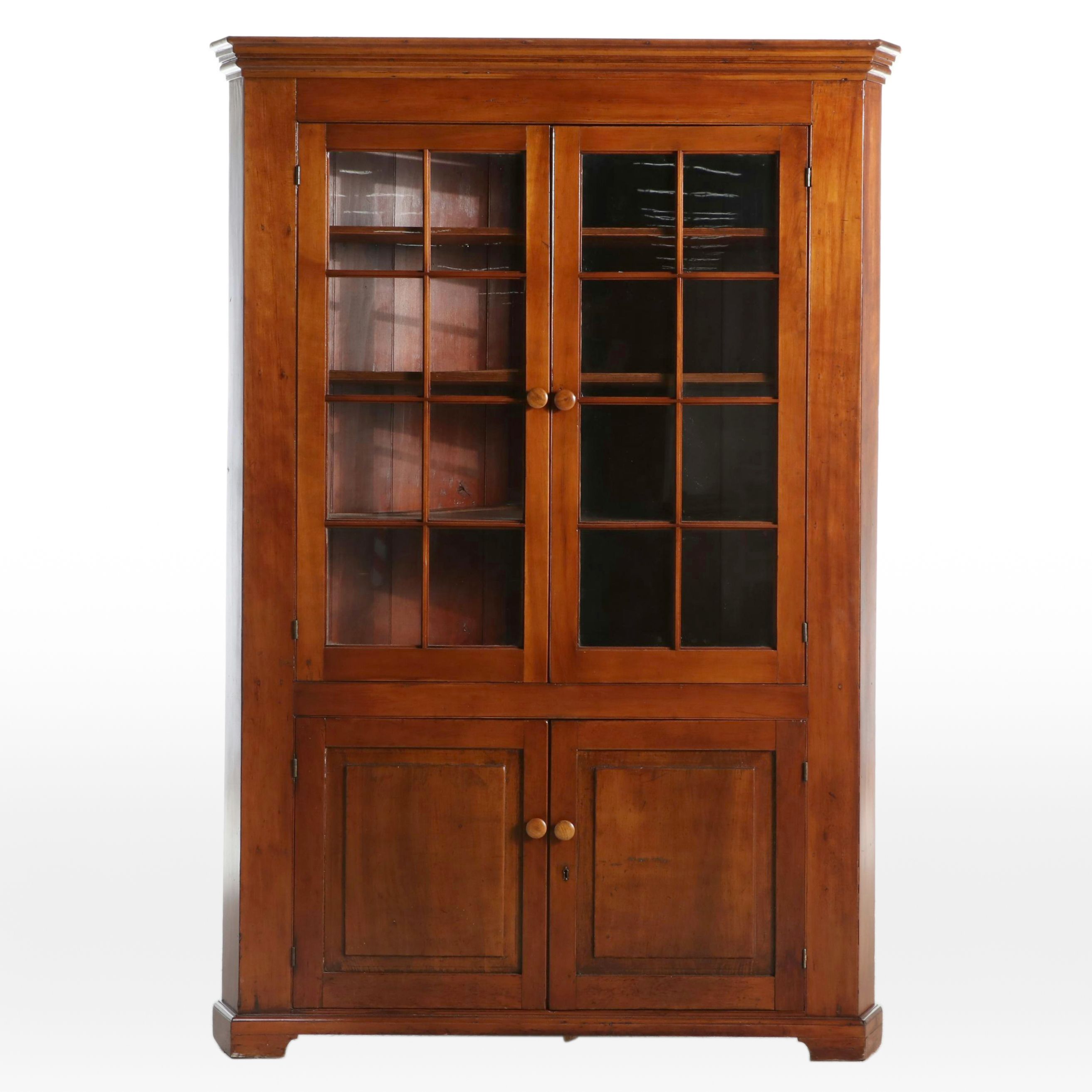 American Primitive Cherrywood Corner Cupboard, Early to Mid-19th Century