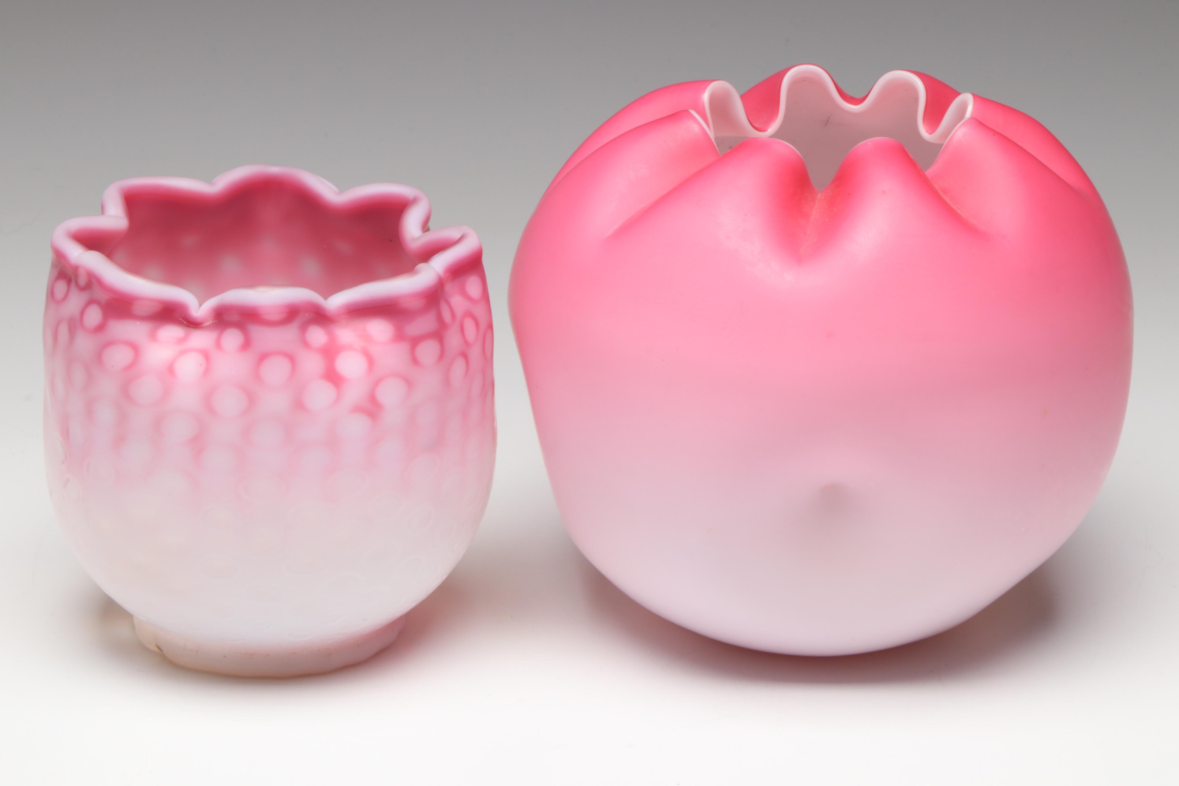 Fenton Apple Blossom Crest Bowl, Mt. Washington Peachblow Rose Bowl and More