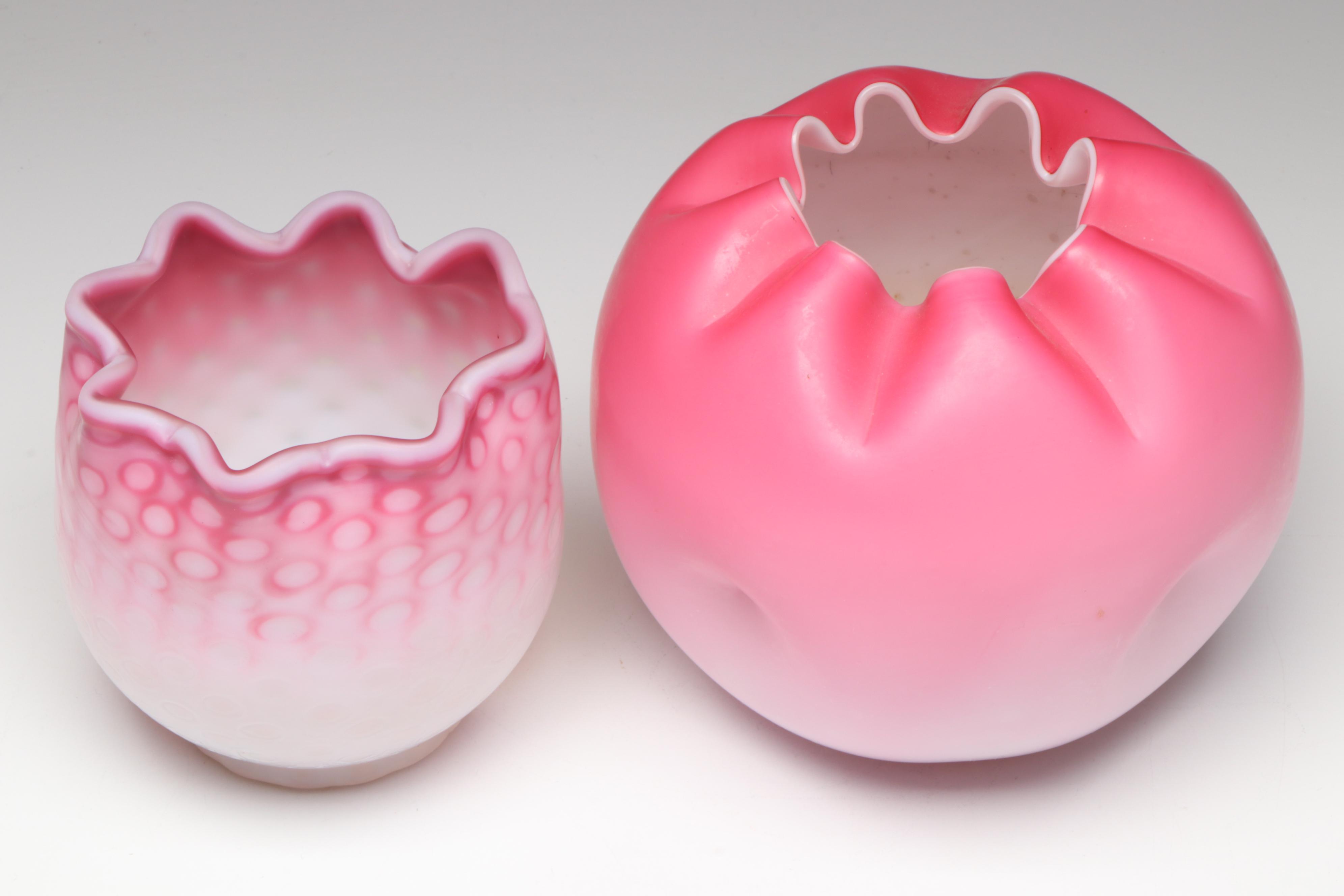 Fenton Apple Blossom Crest Bowl, Mt. Washington Peachblow Rose Bowl and More