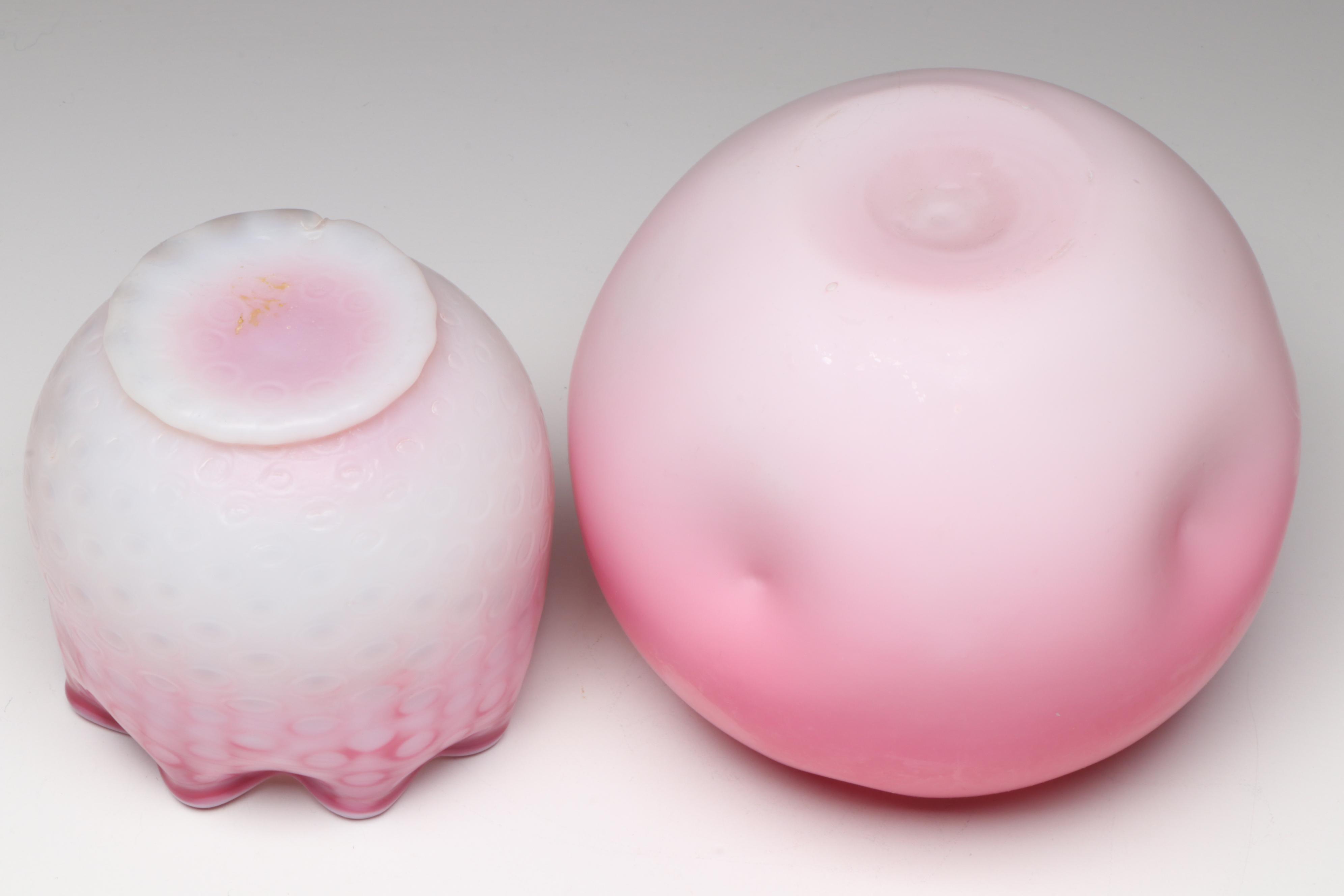 Fenton Apple Blossom Crest Bowl, Mt. Washington Peachblow Rose Bowl and More