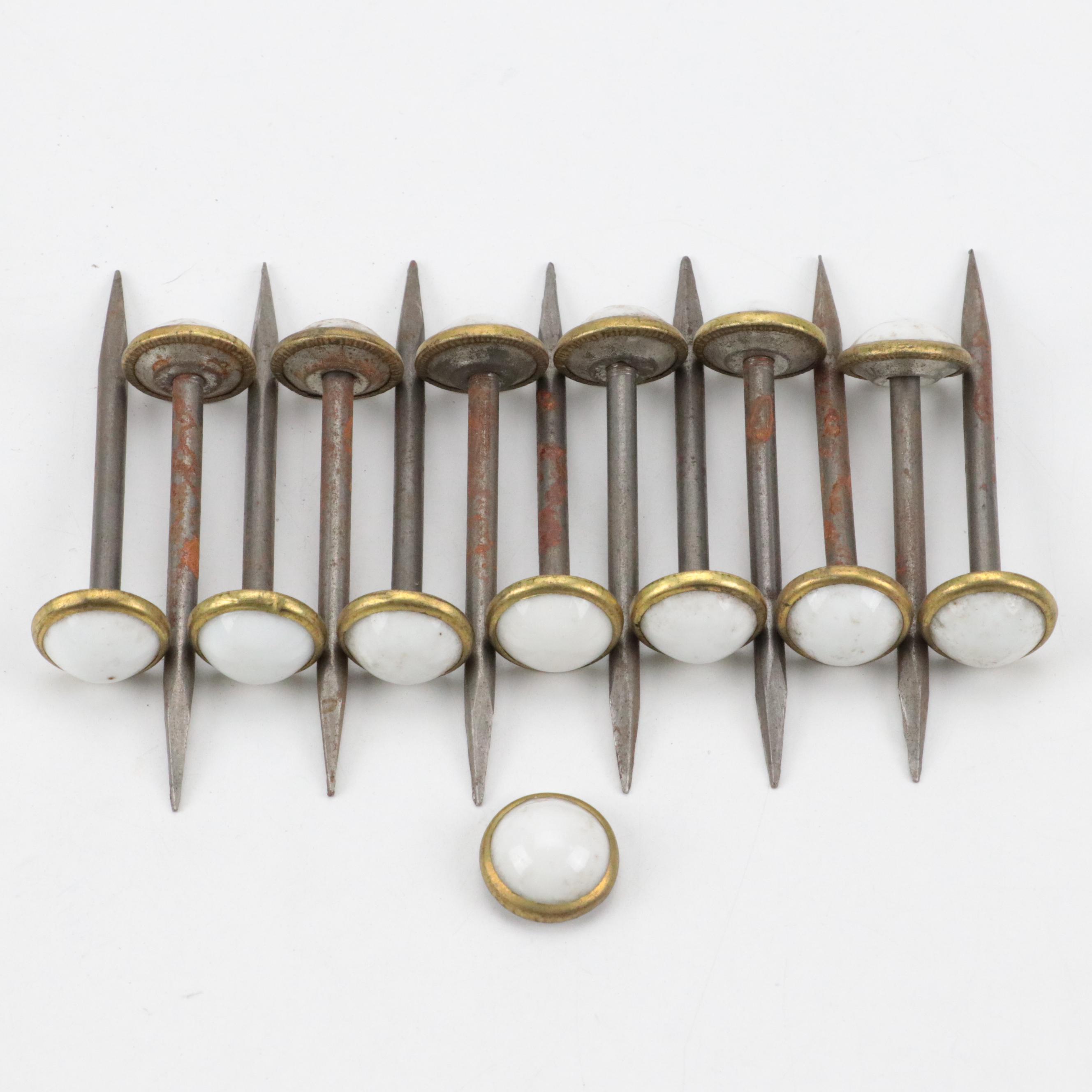 Porcelain Topped Metal Picture Frame Tacks, Early 20th Century