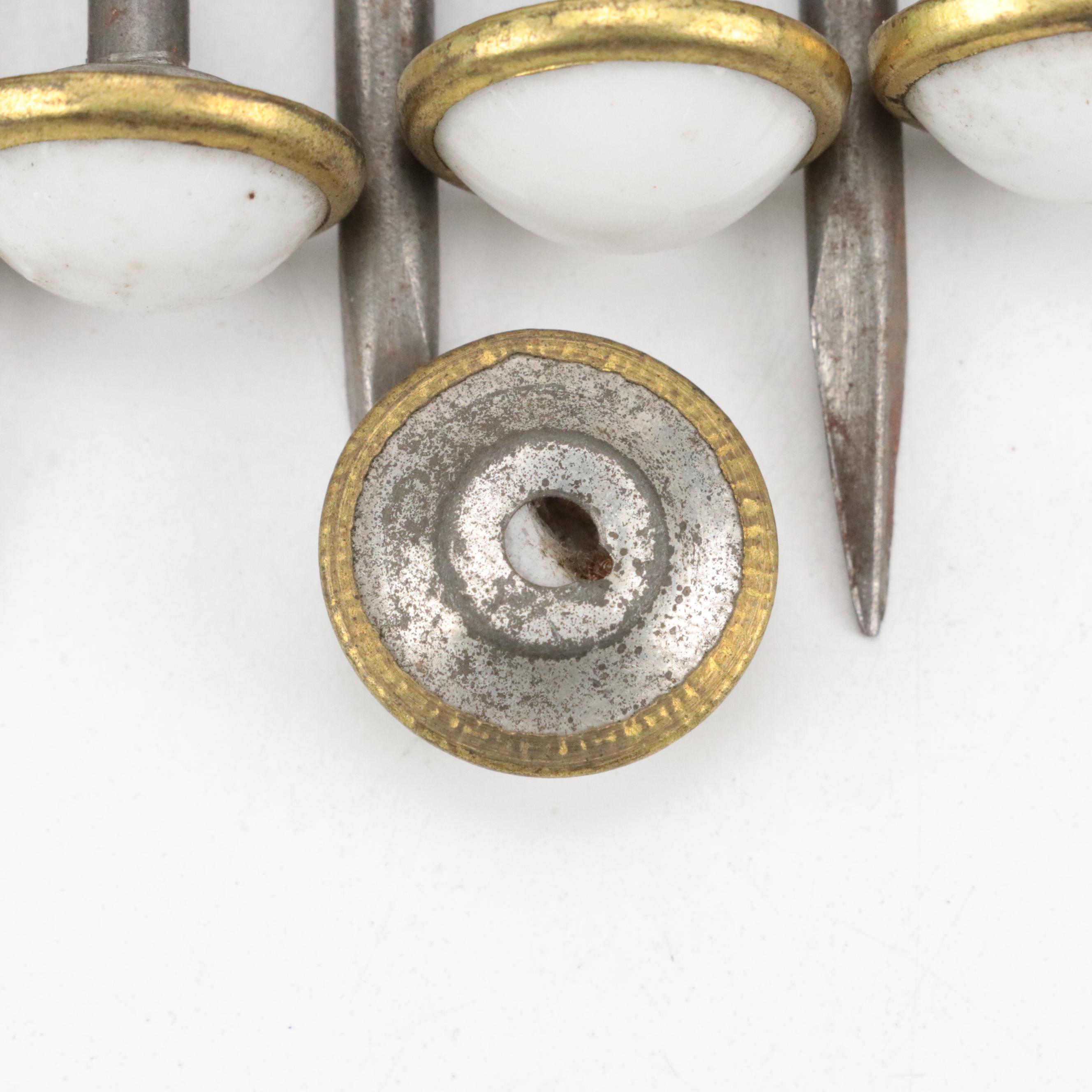 Porcelain Topped Metal Picture Frame Tacks, Early 20th Century
