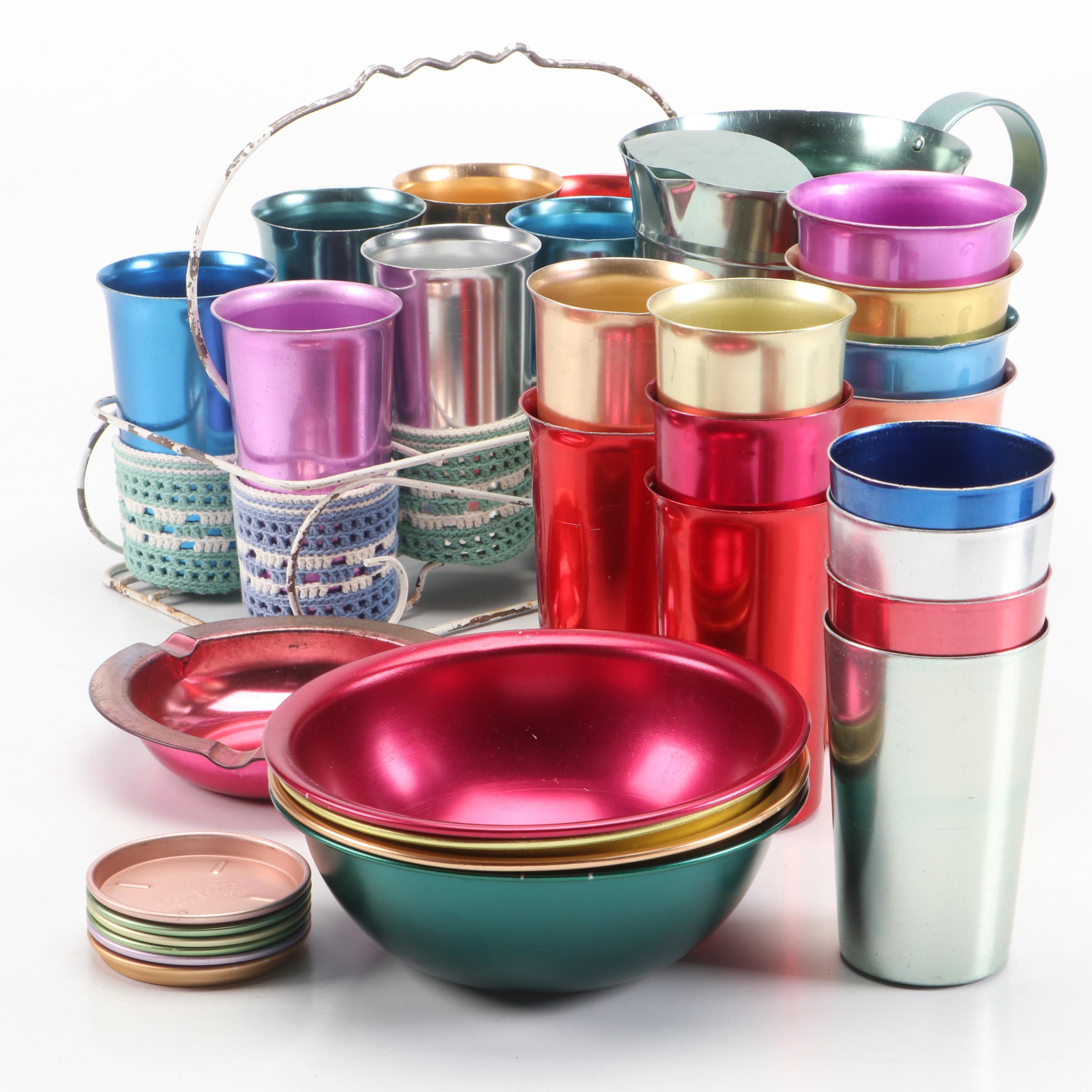 J Heller Hostess Ware Tumblers with Other Aluminum Table Accessories