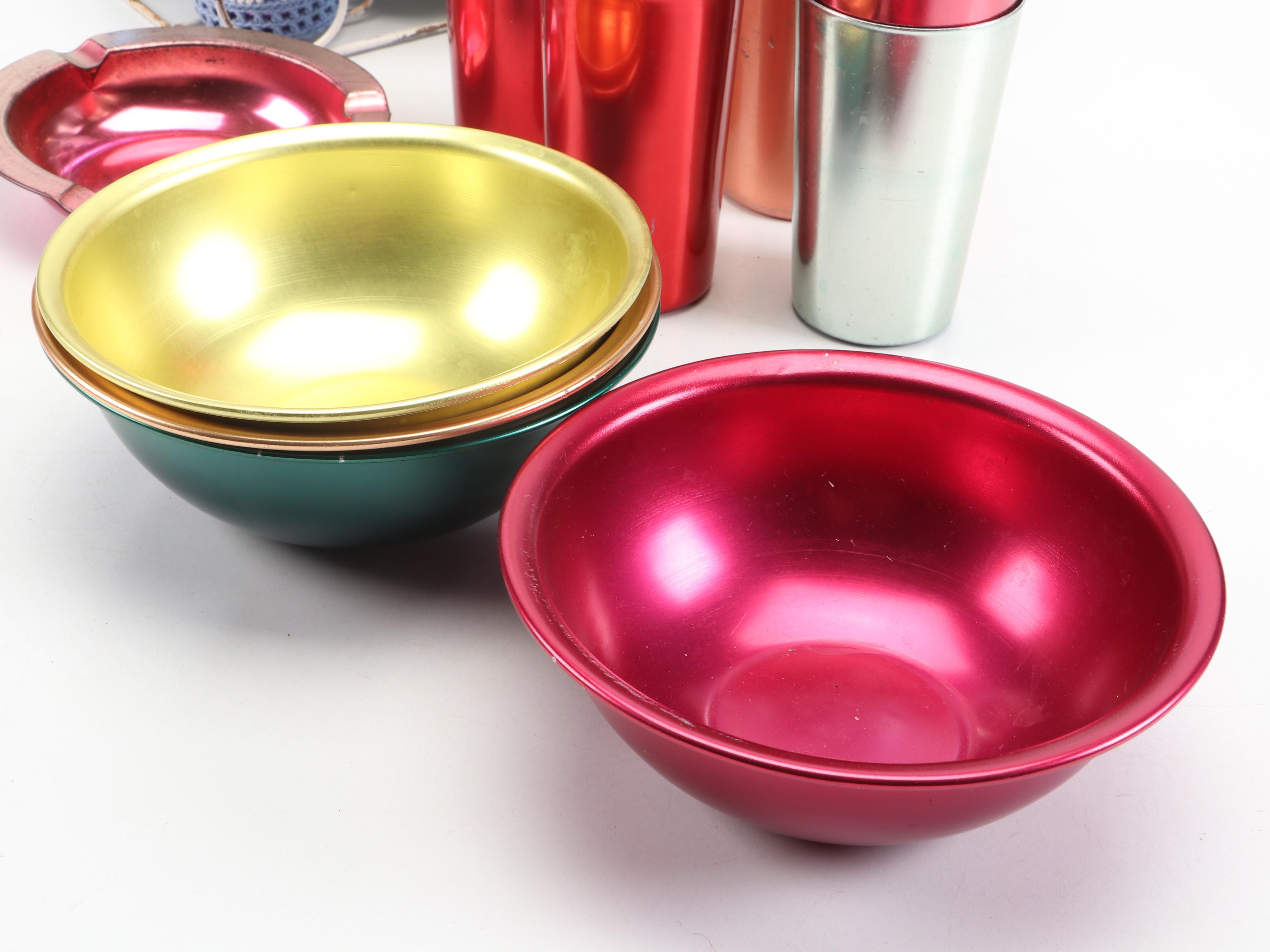 J Heller Hostess Ware Tumblers with Other Aluminum Table Accessories