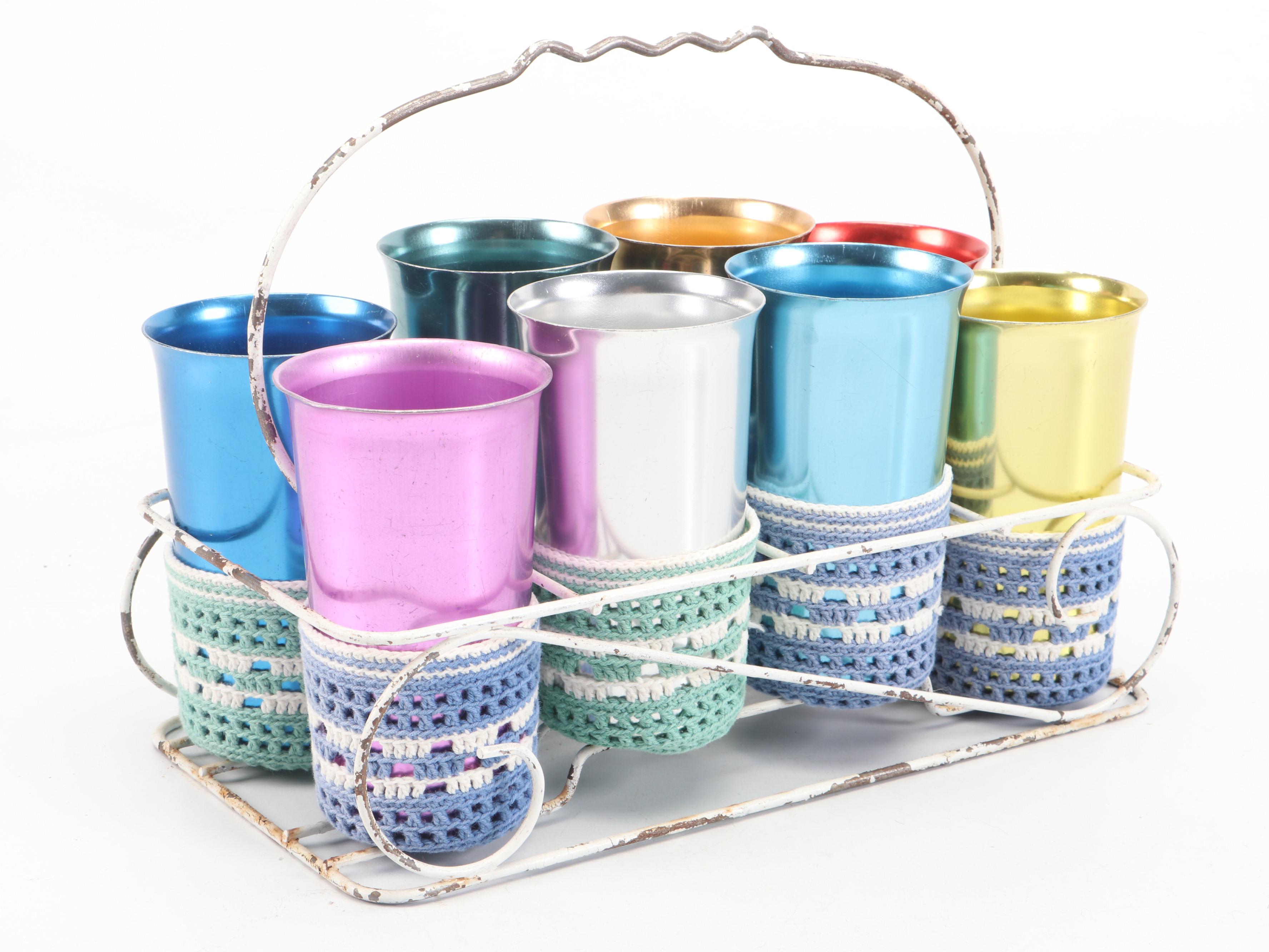 J Heller Hostess Ware Tumblers with Other Aluminum Table Accessories