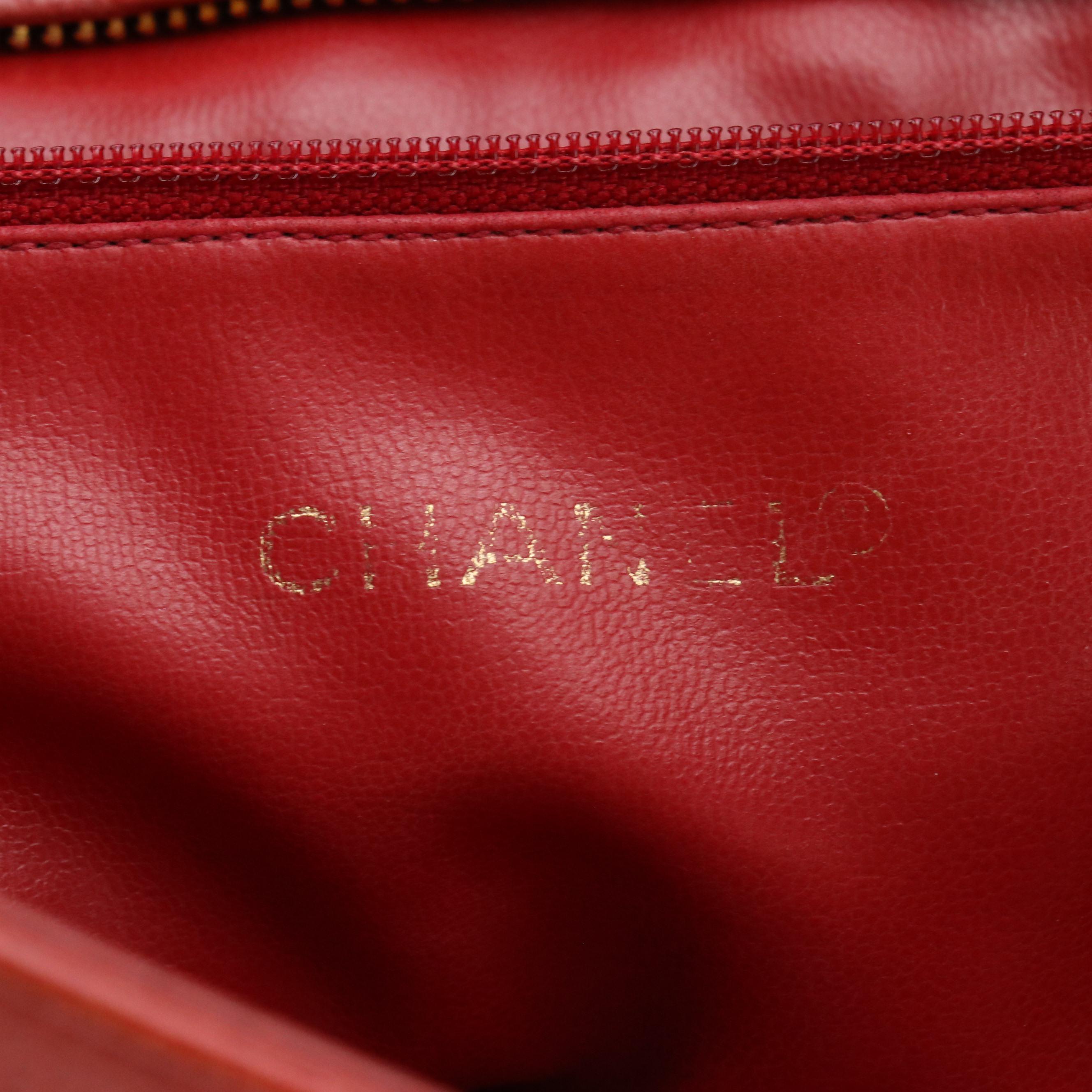 Chanel Red Caviar Leather Triple Coco Tote Bag