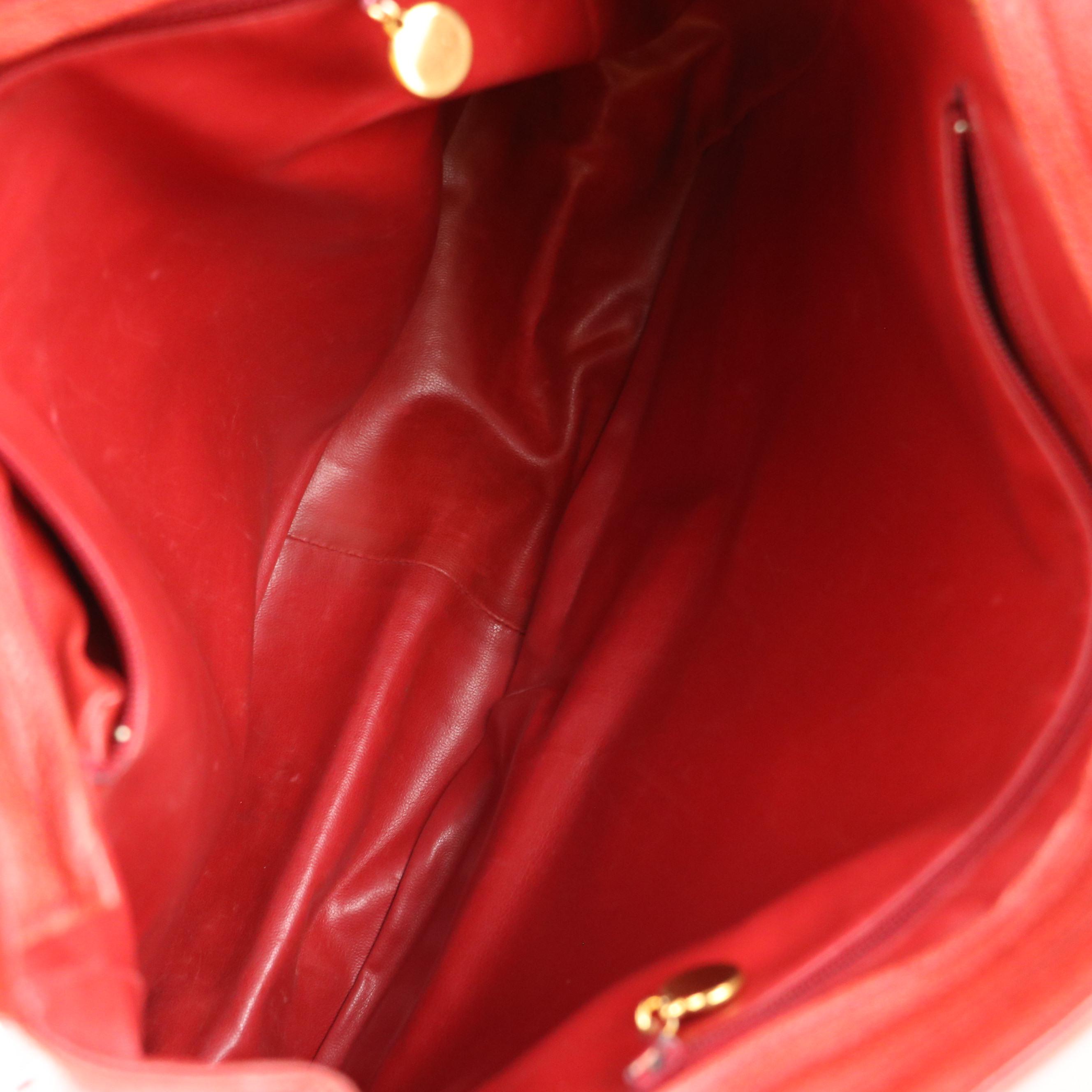 Chanel Red Caviar Leather Triple Coco Tote Bag