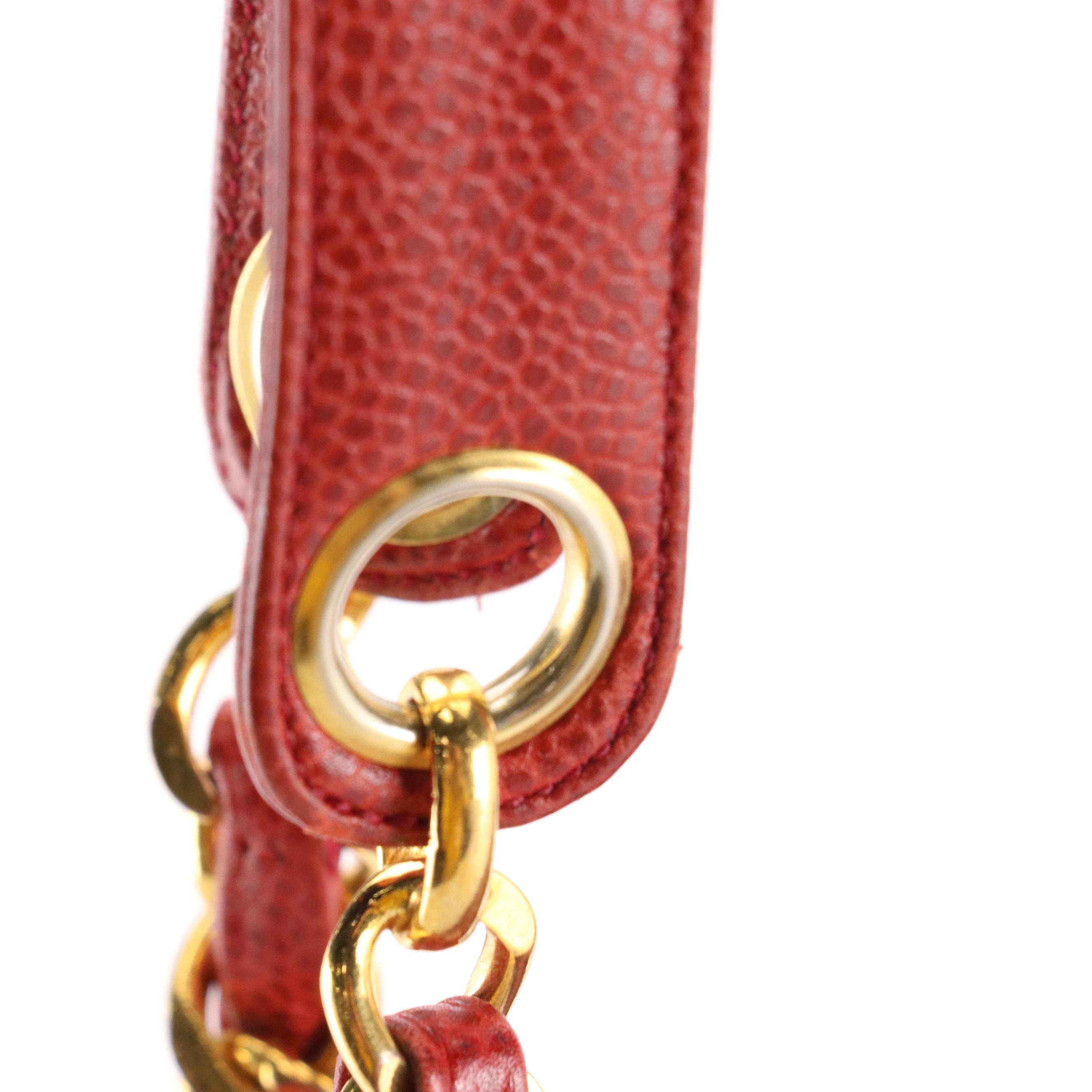 Chanel Red Caviar Leather Triple Coco Tote Bag