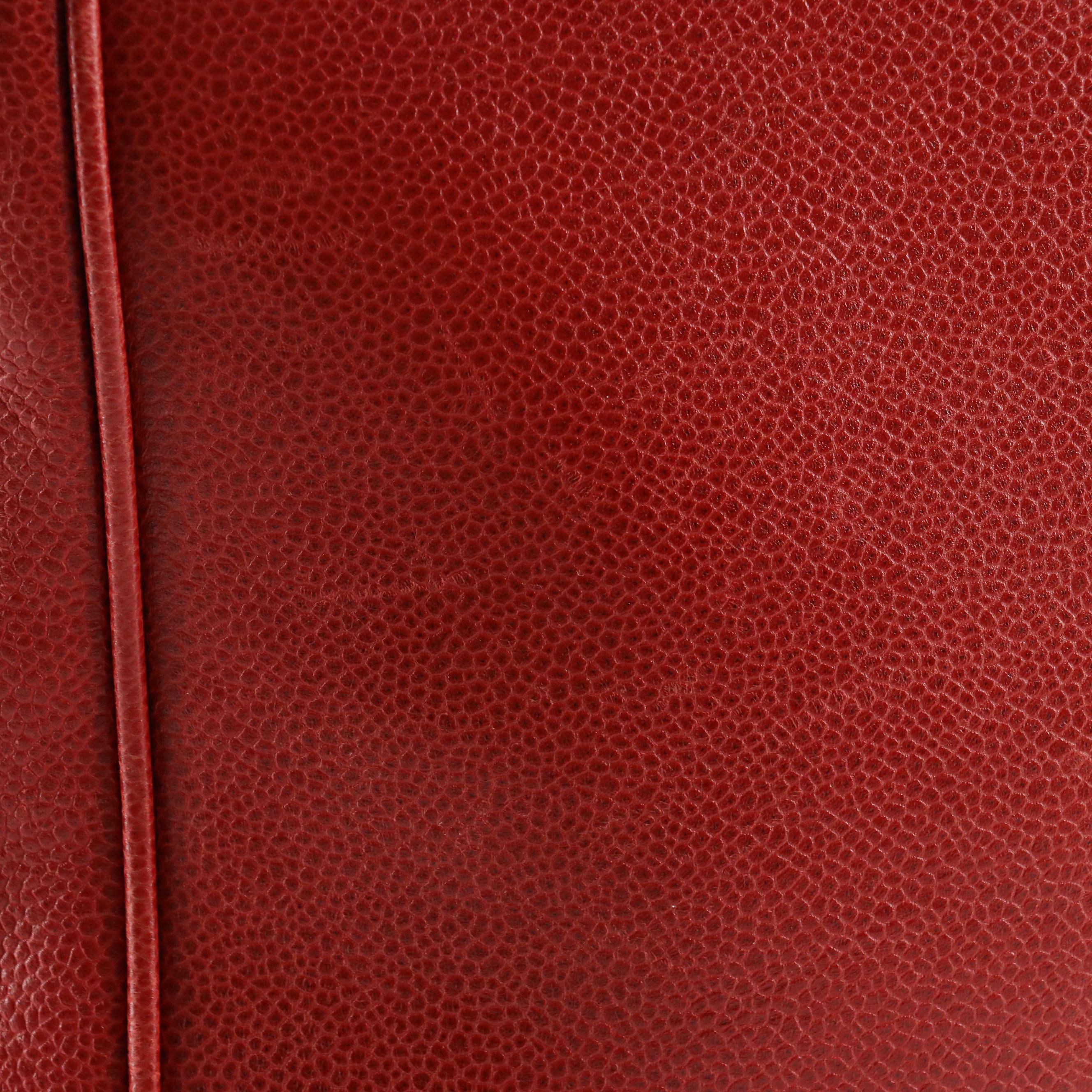 Chanel Red Caviar Leather Triple Coco Tote Bag