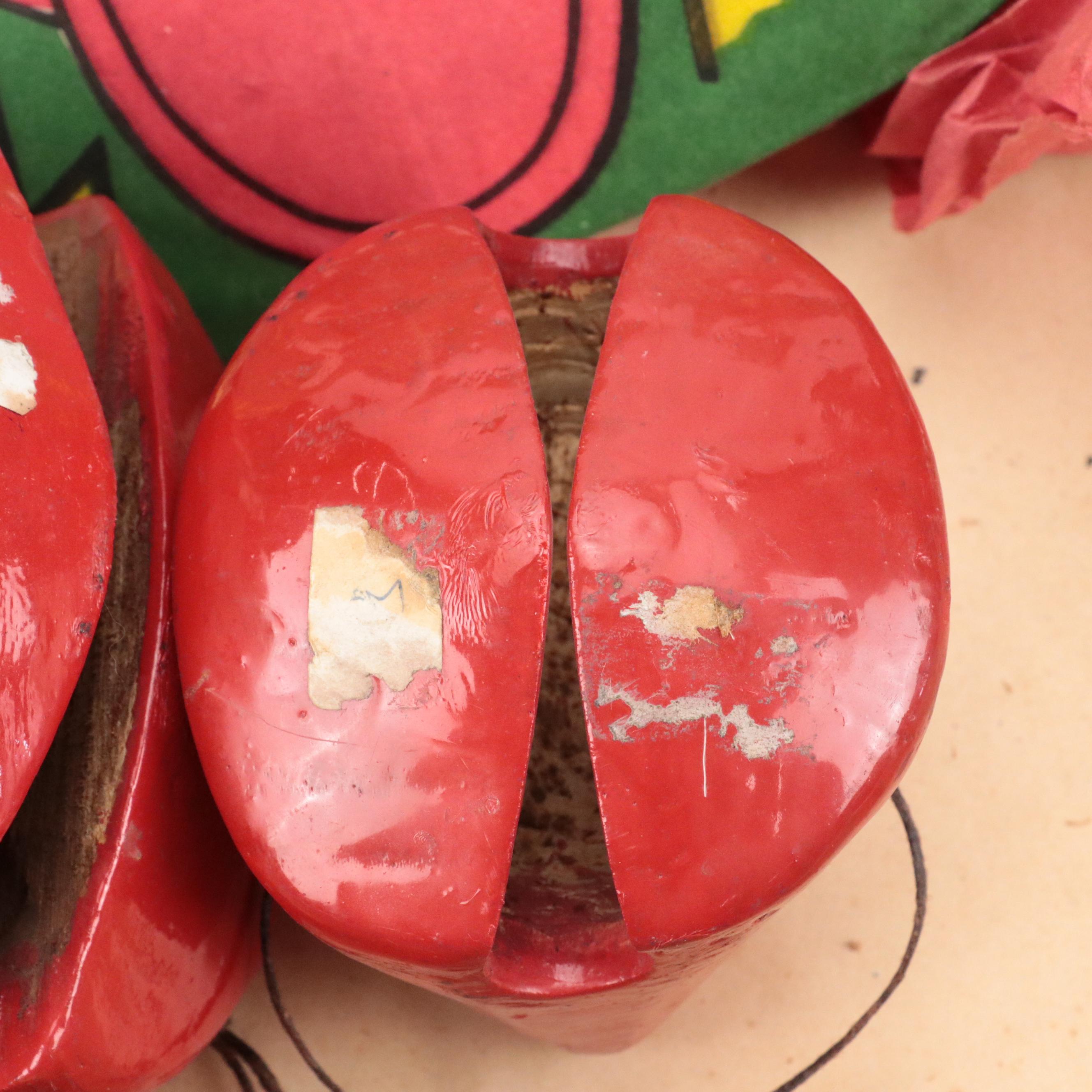 Japanese Paper and Wood Centipede Kite and Chinese Carved Wood Muyu Slit Drums