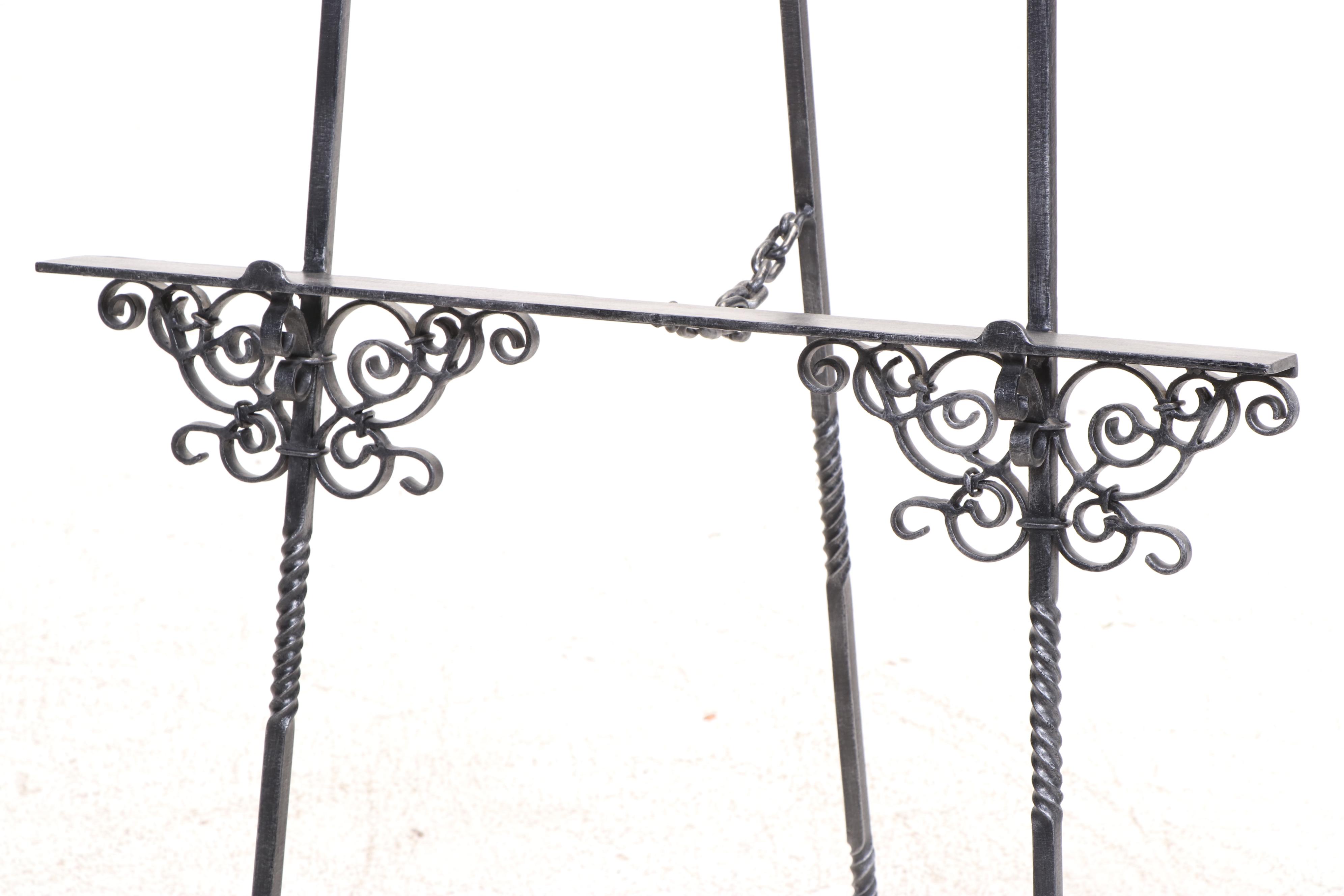 Patinated and Wrought Iron Easel