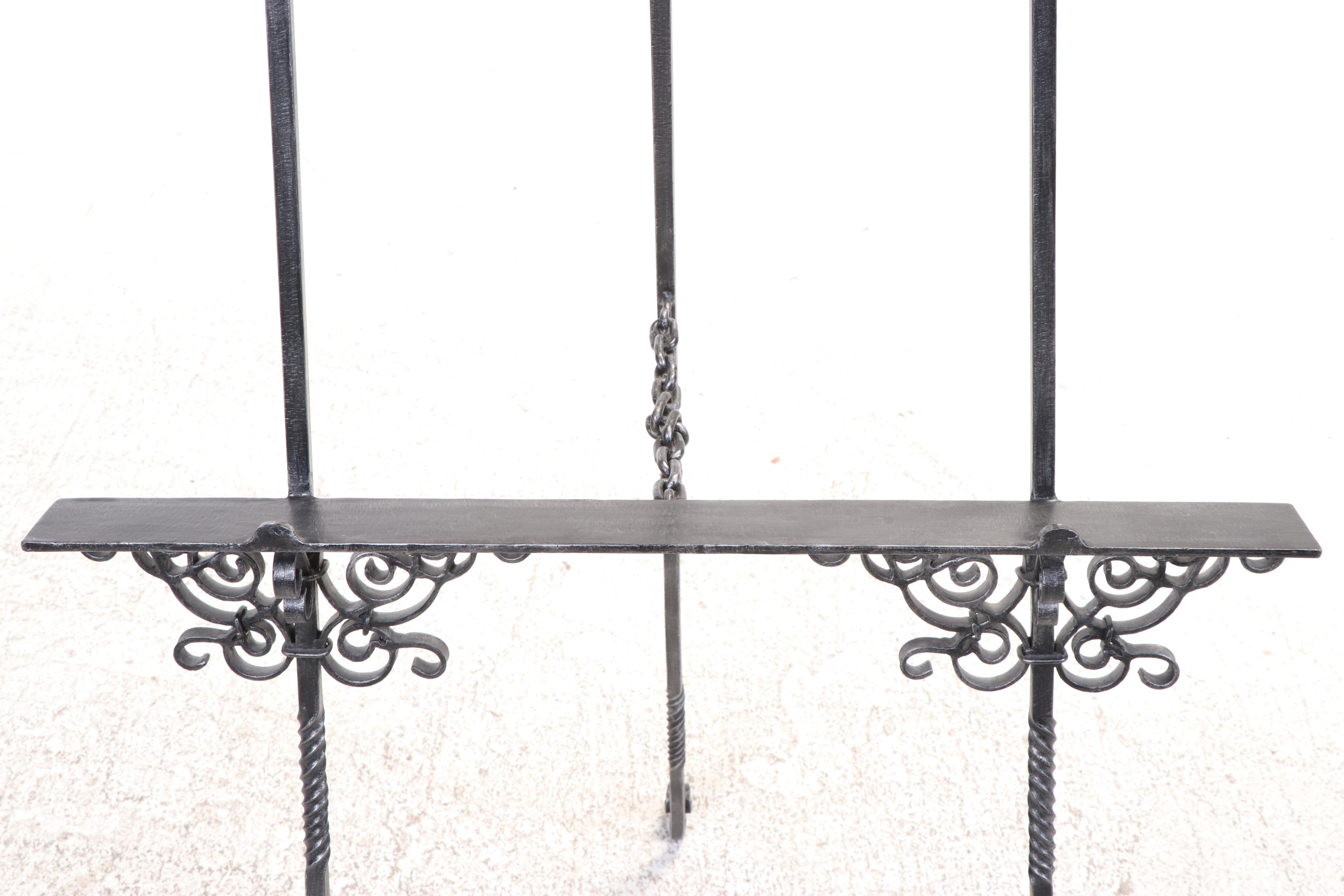 Patinated and Wrought Iron Easel