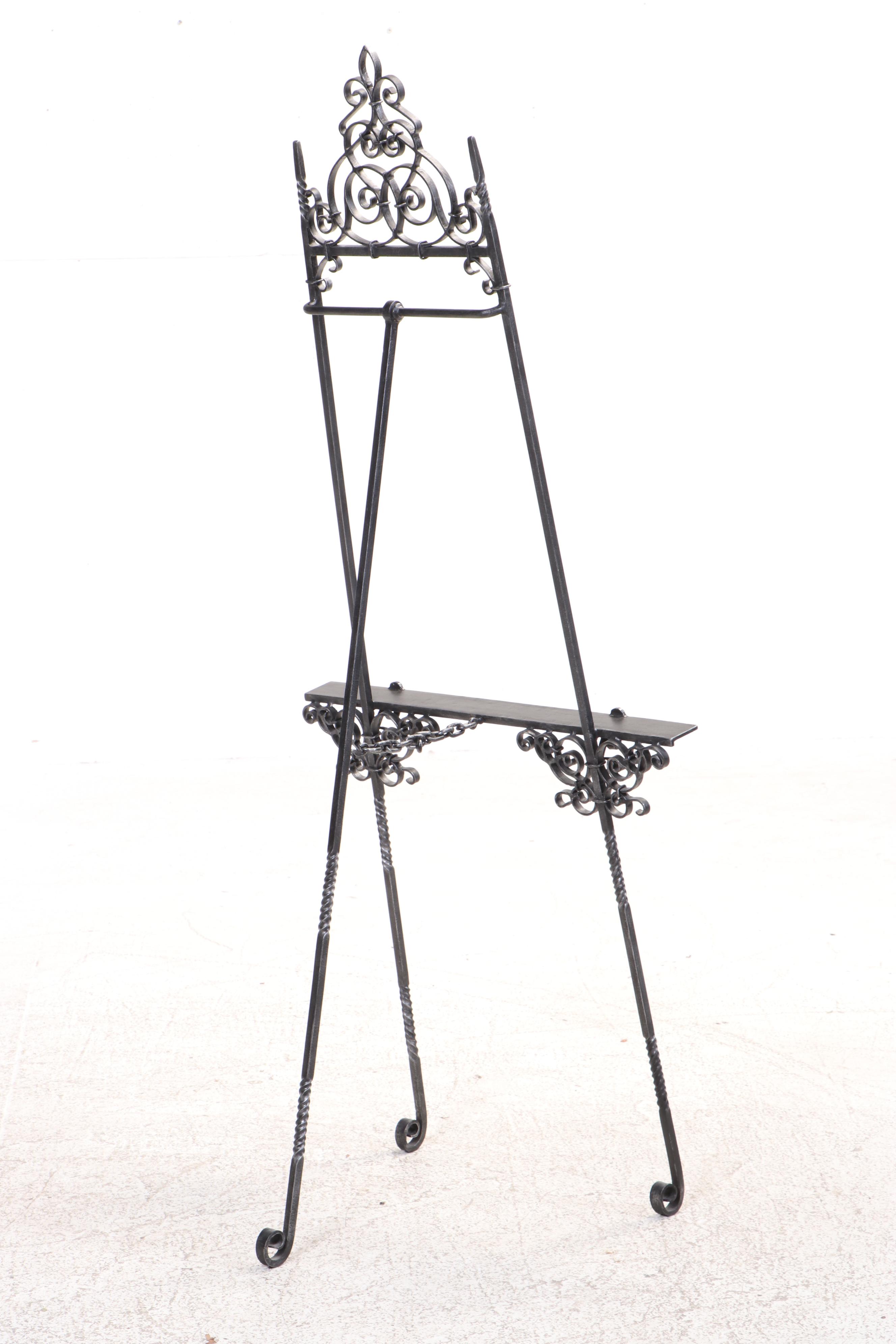 Patinated and Wrought Iron Easel