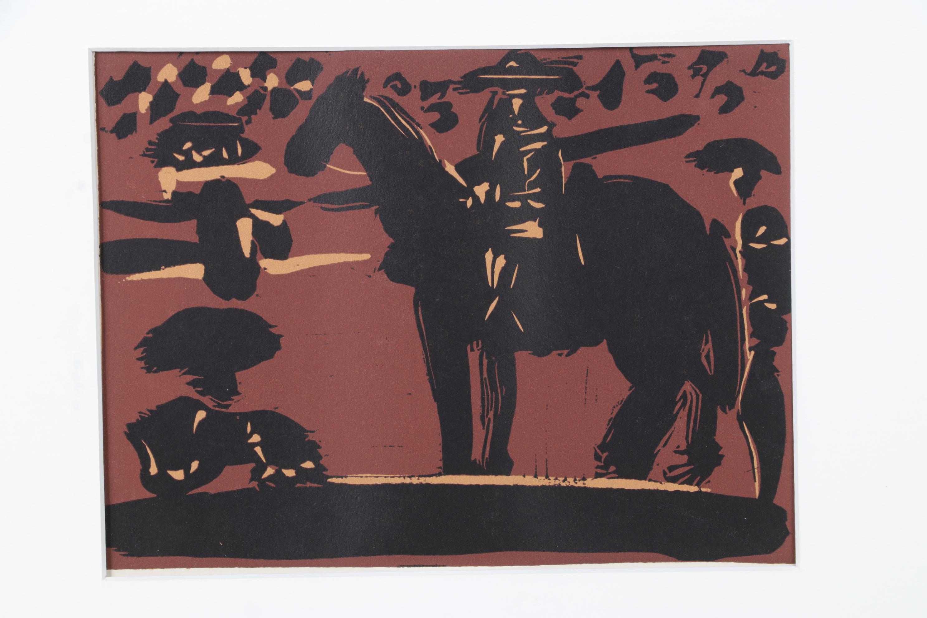 Pablo Picasso Linoleum Cut "Mounted Picador", 1962