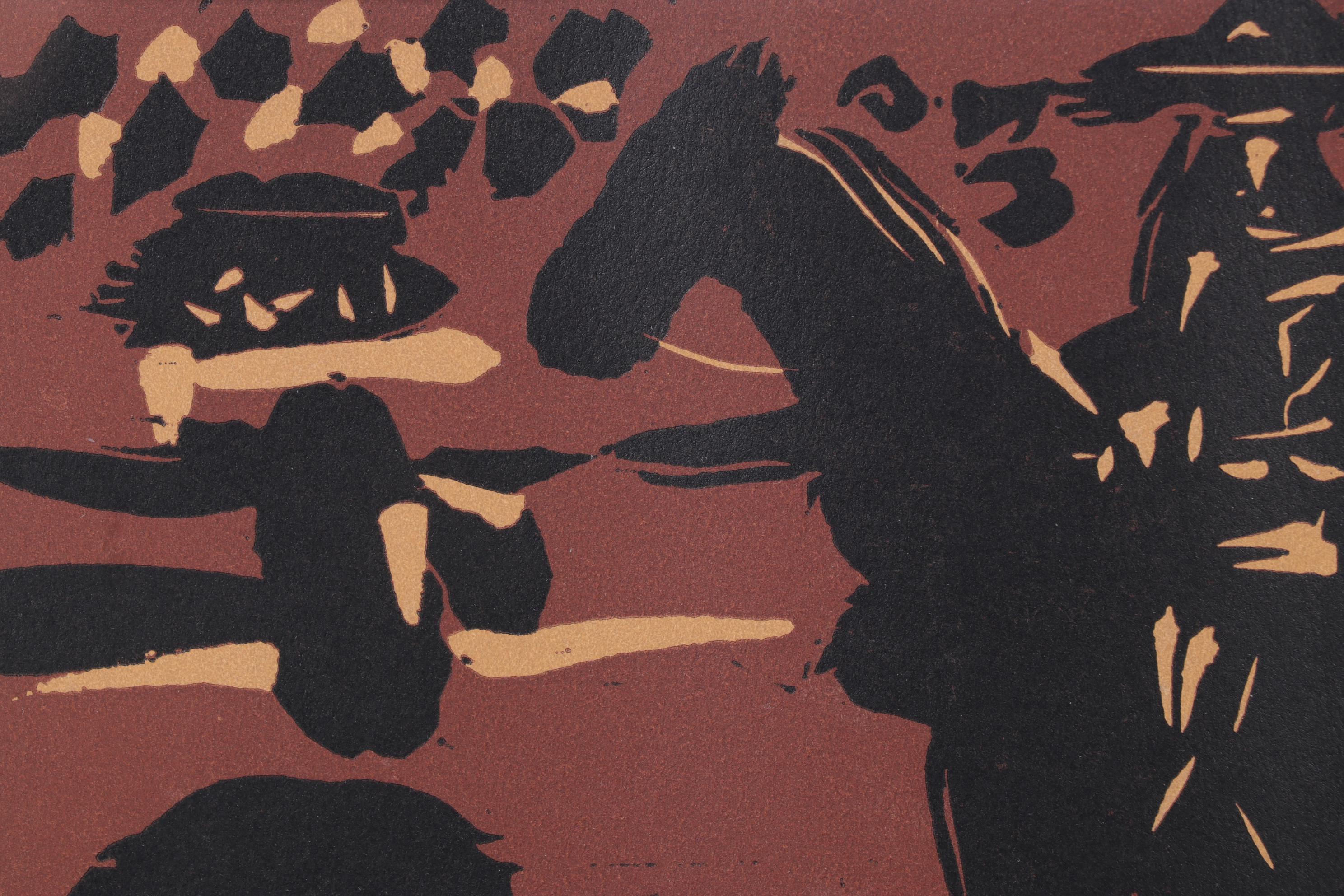 Pablo Picasso Linoleum Cut "Mounted Picador", 1962