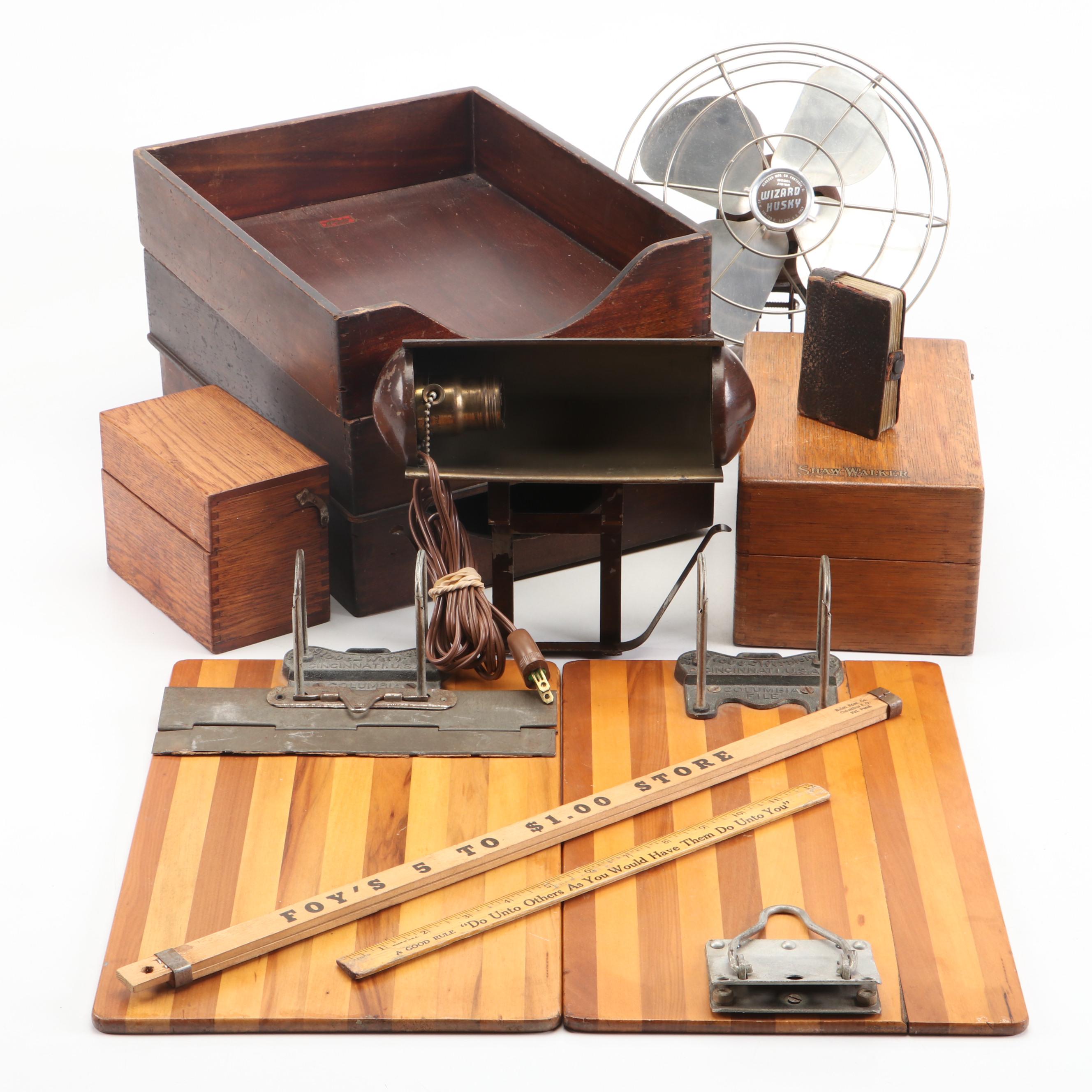 Globe-Werknick Wooden Clipboards with Desk Fan and Other Office Accessories