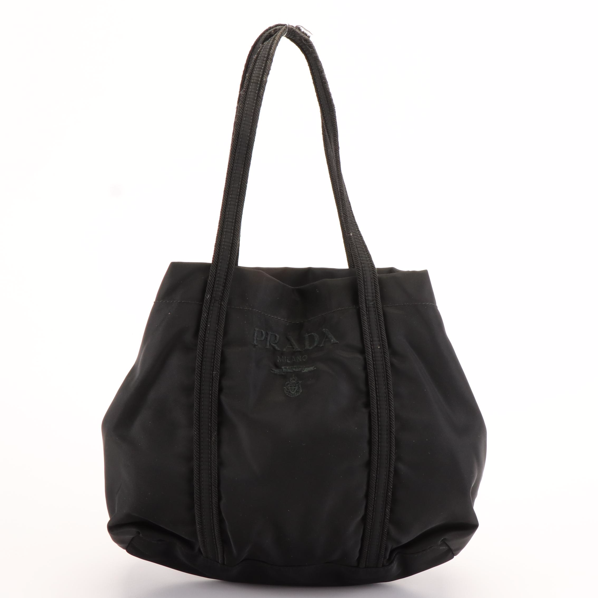 Prada Embroidered Logo Tessuto Nylon Tote Bag