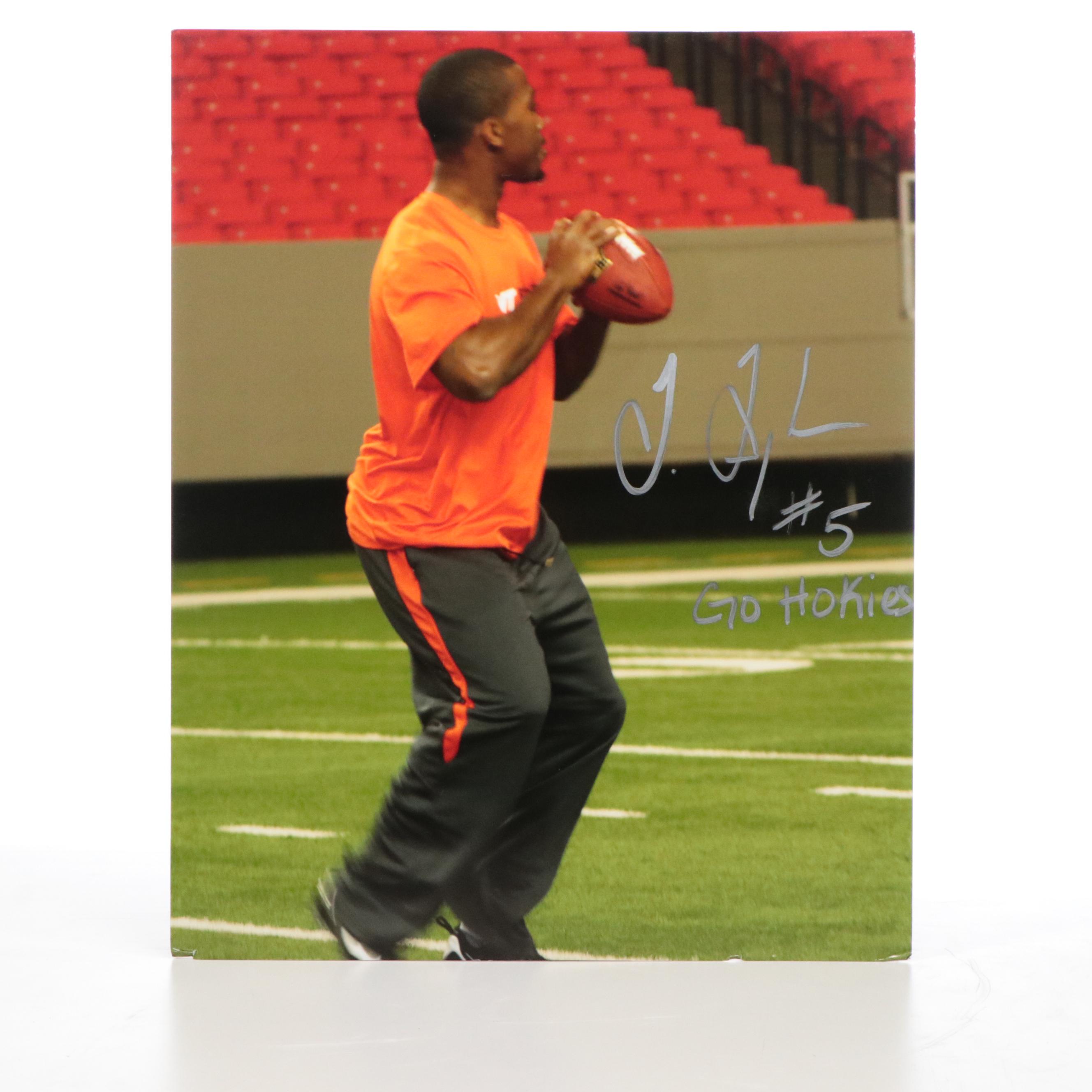 Marcus Vick Player Issued Virginia Tech Jersey with Tyrod Taylor Signed Print