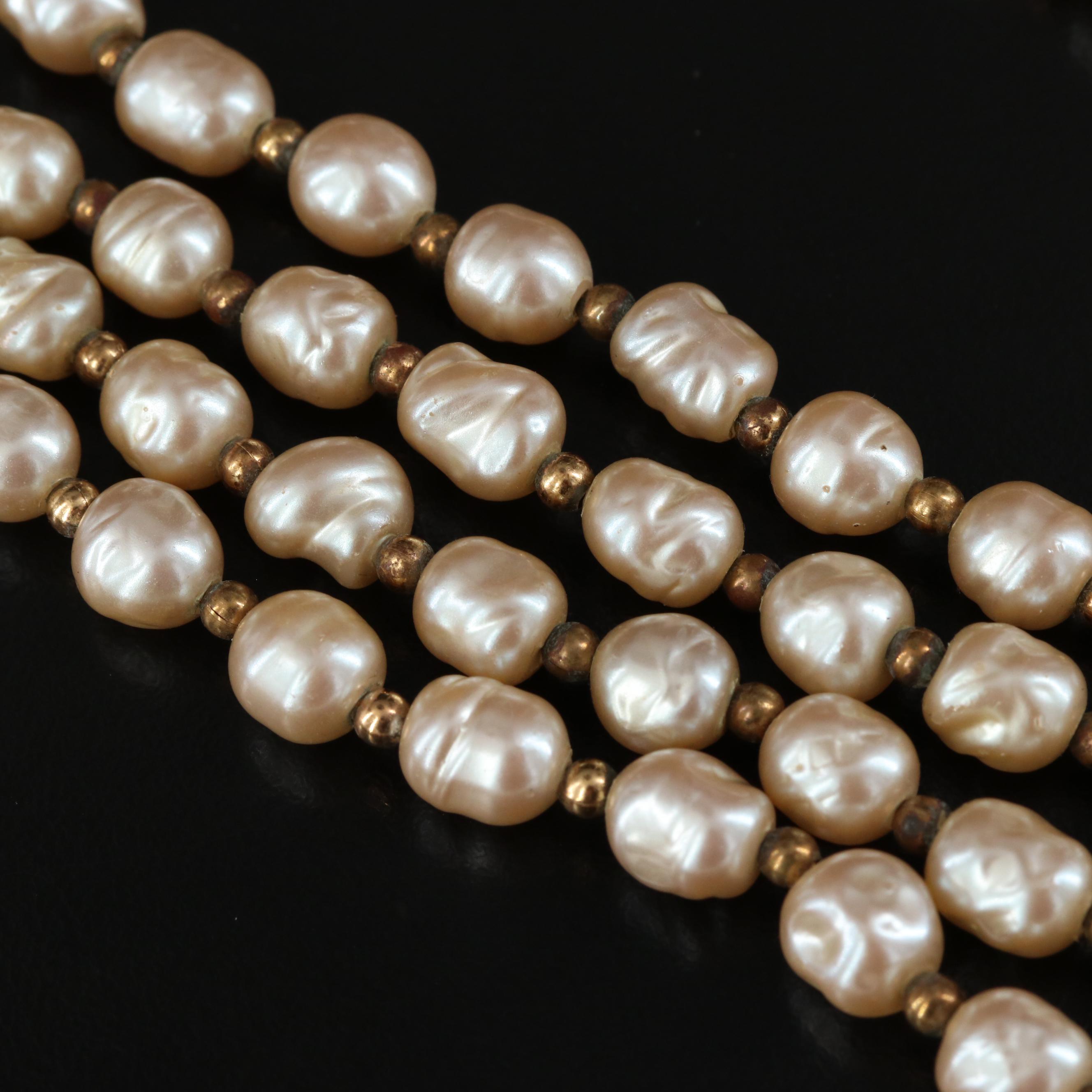 Chanel Glass Pearl Rope Length Necklace, 1981