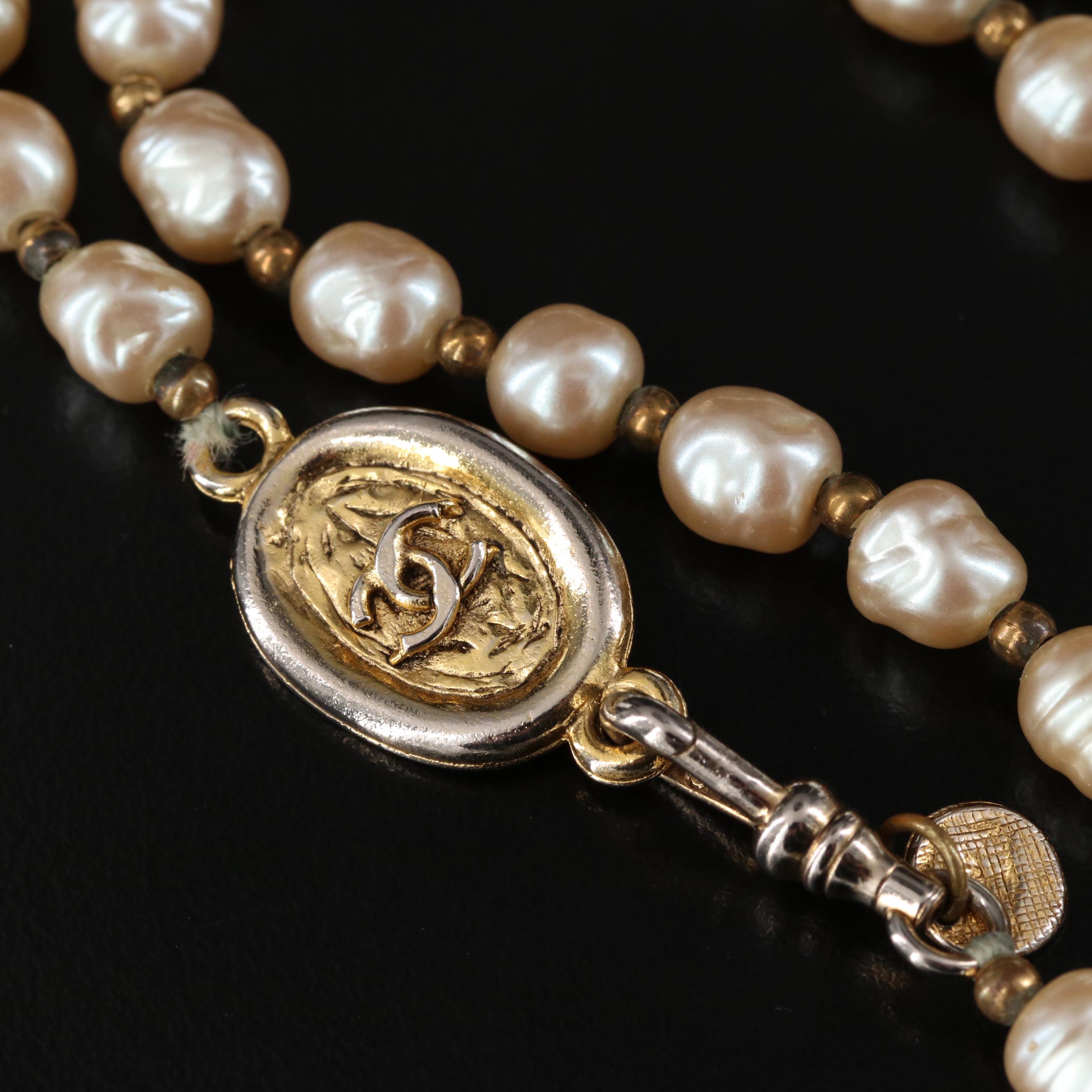 Chanel Glass Pearl Rope Length Necklace, 1981