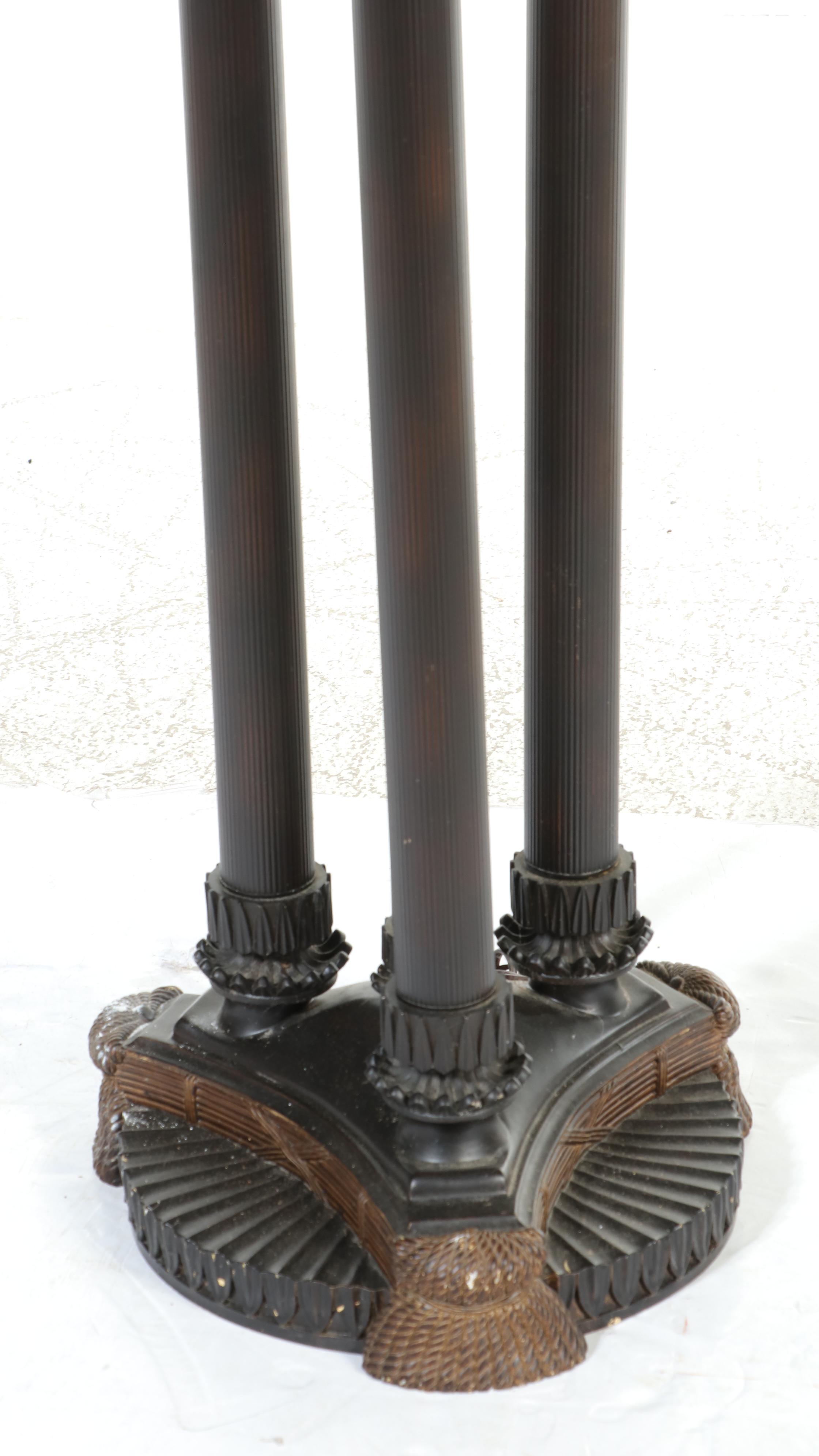 Cheyenne Industries Torchère Floor Lamps Pair with Amber Shades, c. 2003