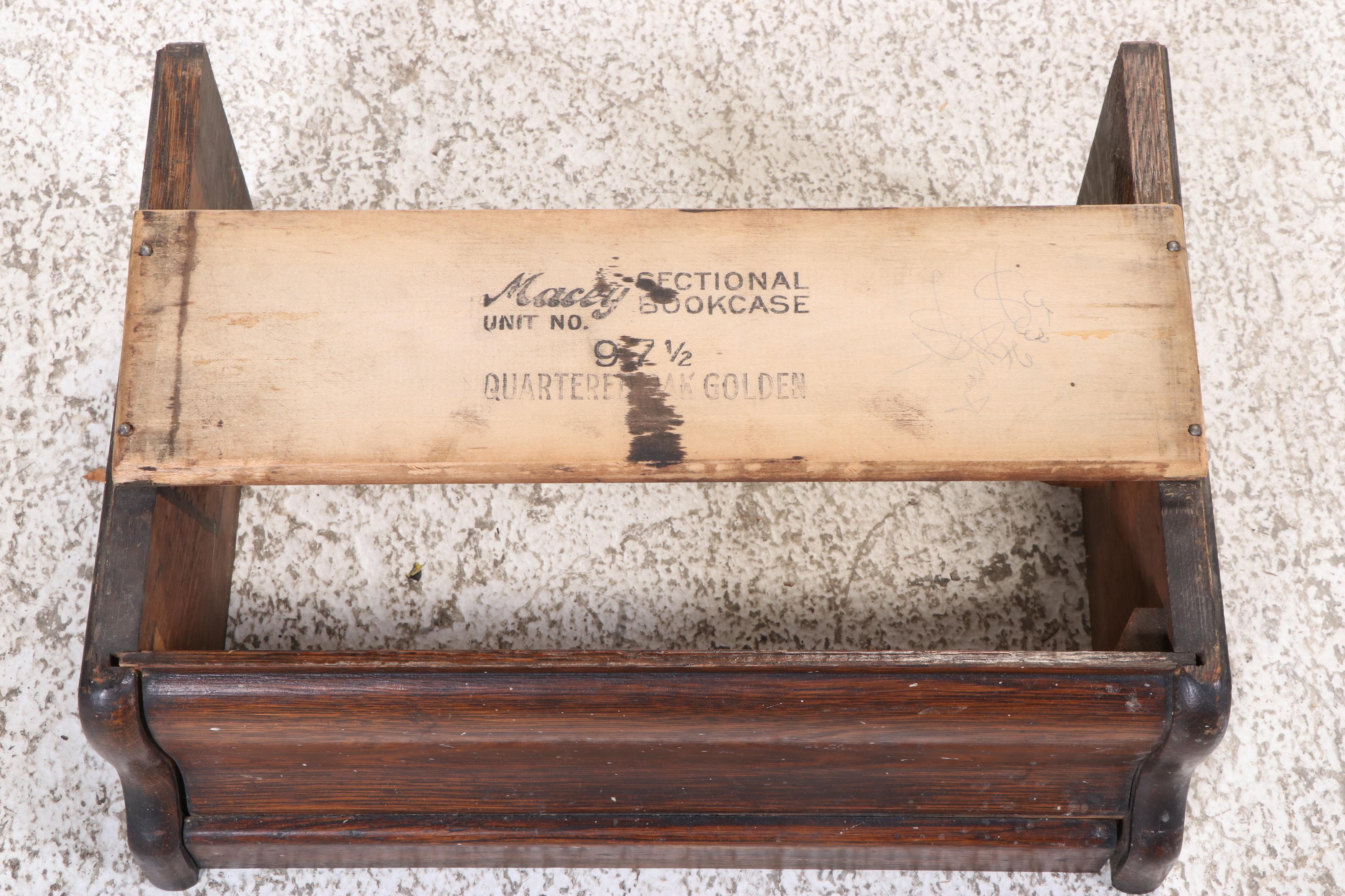 Macey Quartersawn Oak and Leaded Glass Three-Stack Narrow Barrister's Bookcase