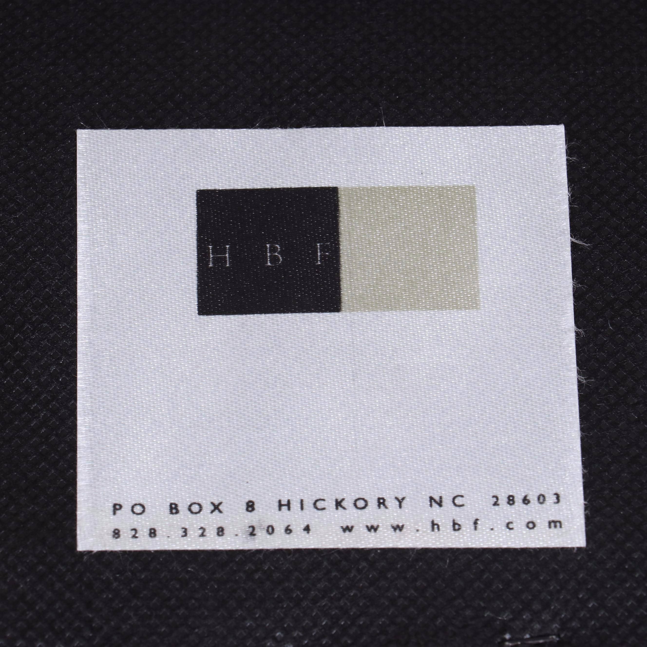 HBF "Atherton" Modernist Style Hardwood and Black Leather Tub Chair