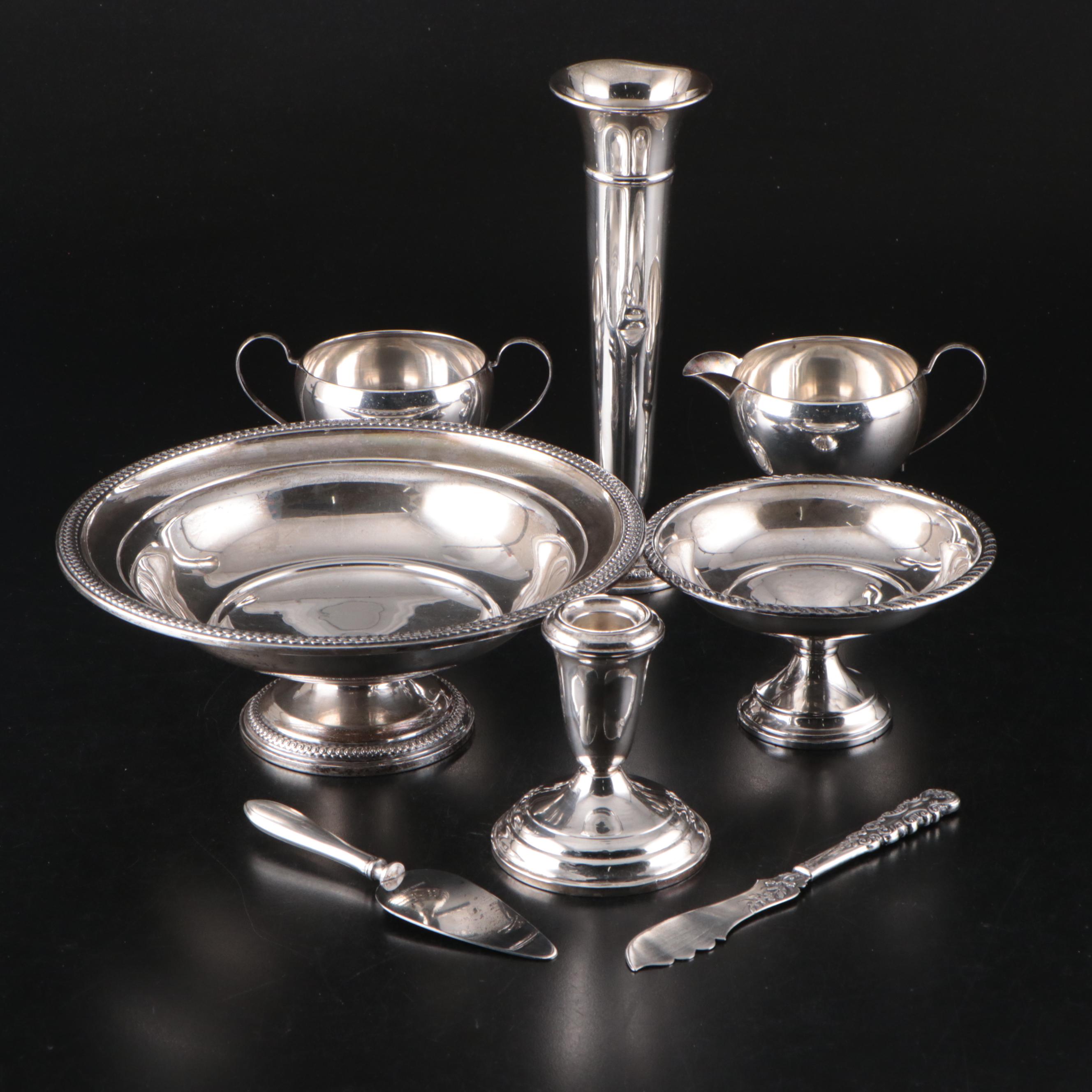 Preisner Sterling Silver Creamer and Sugar with Other Sterling Home Accessories