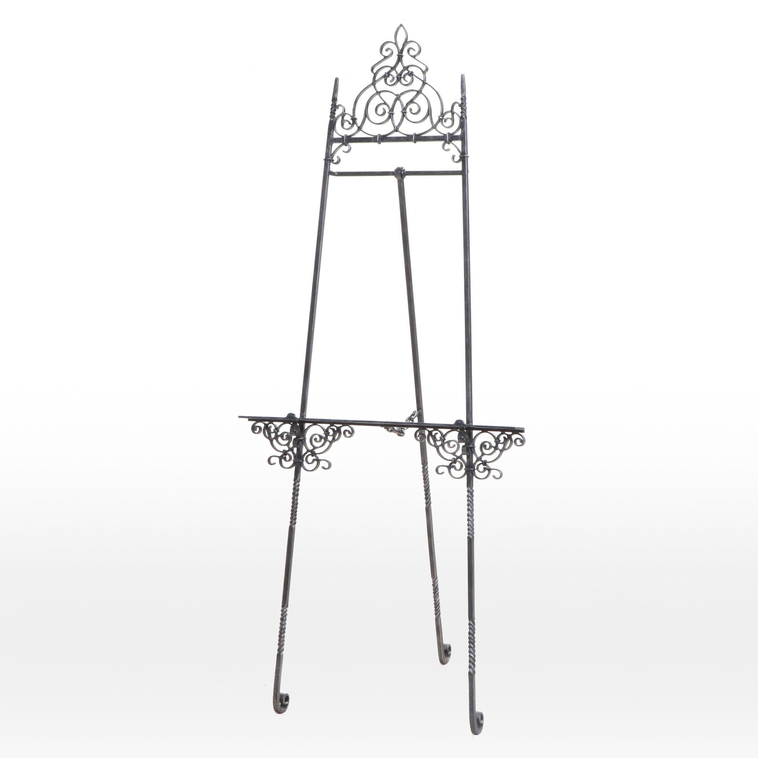 Patinated and Wrought Iron Easel