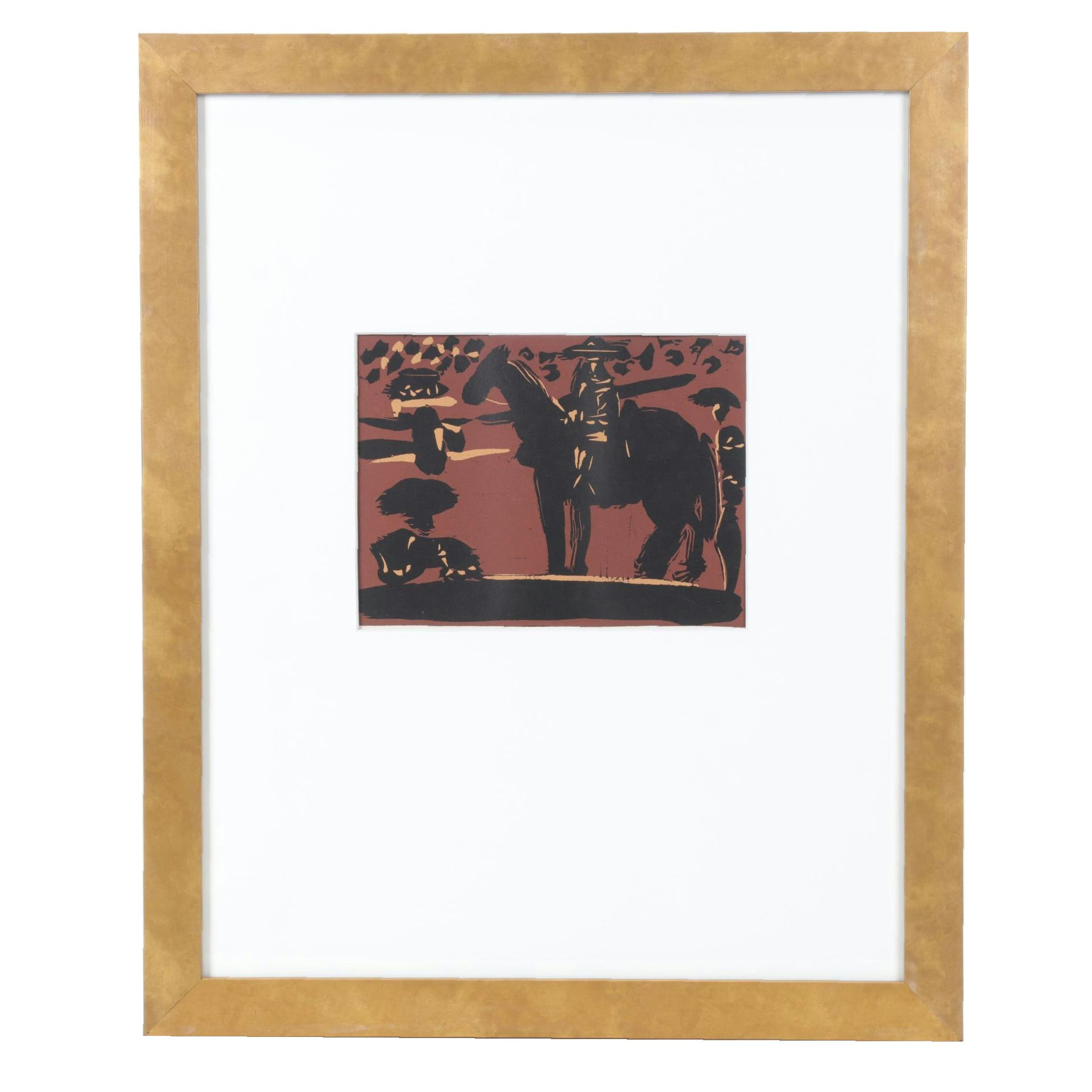 Pablo Picasso Linoleum Cut "Mounted Picador", 1962