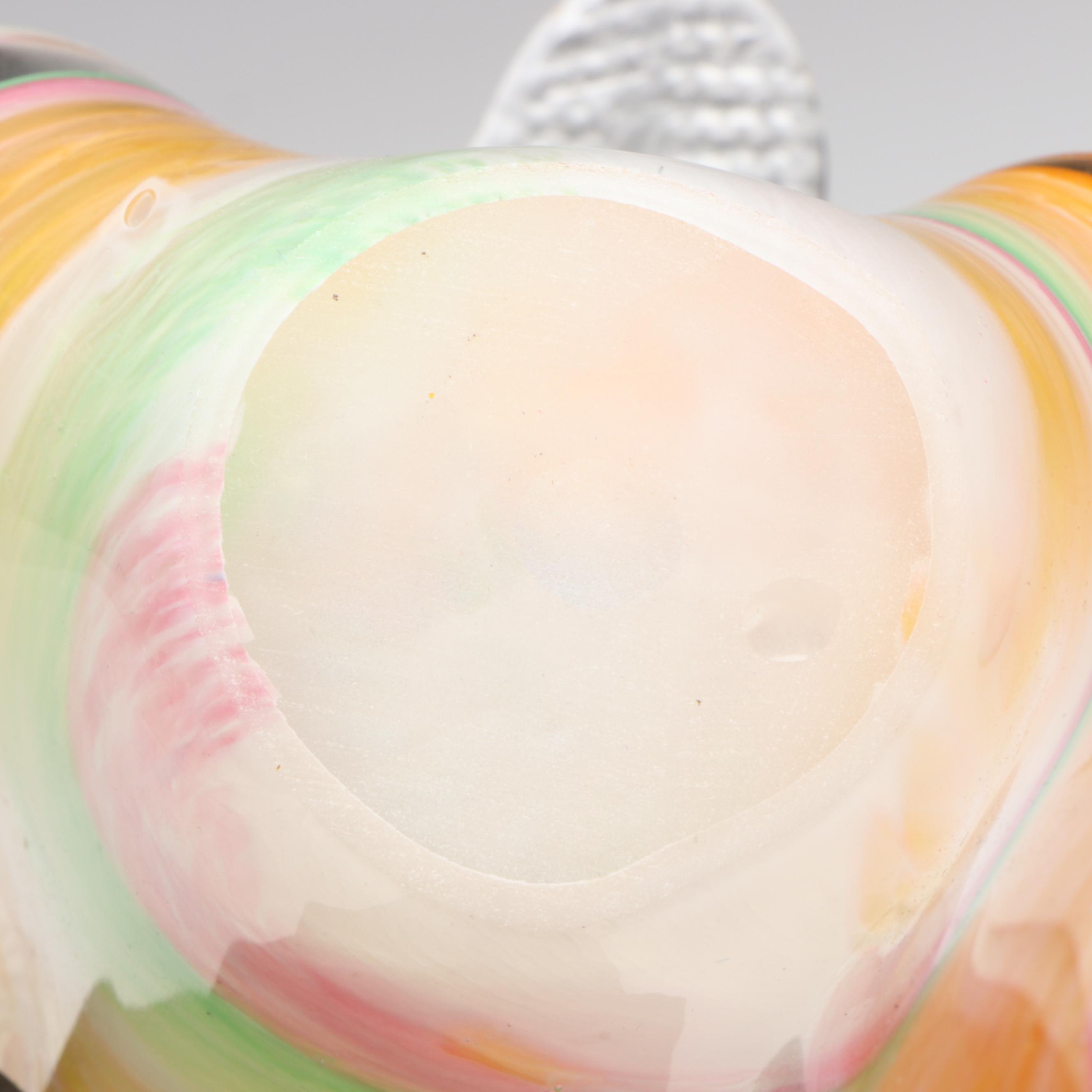 Murano Style Swing Glass Bowl with Swirled Cranberry Glass Vase