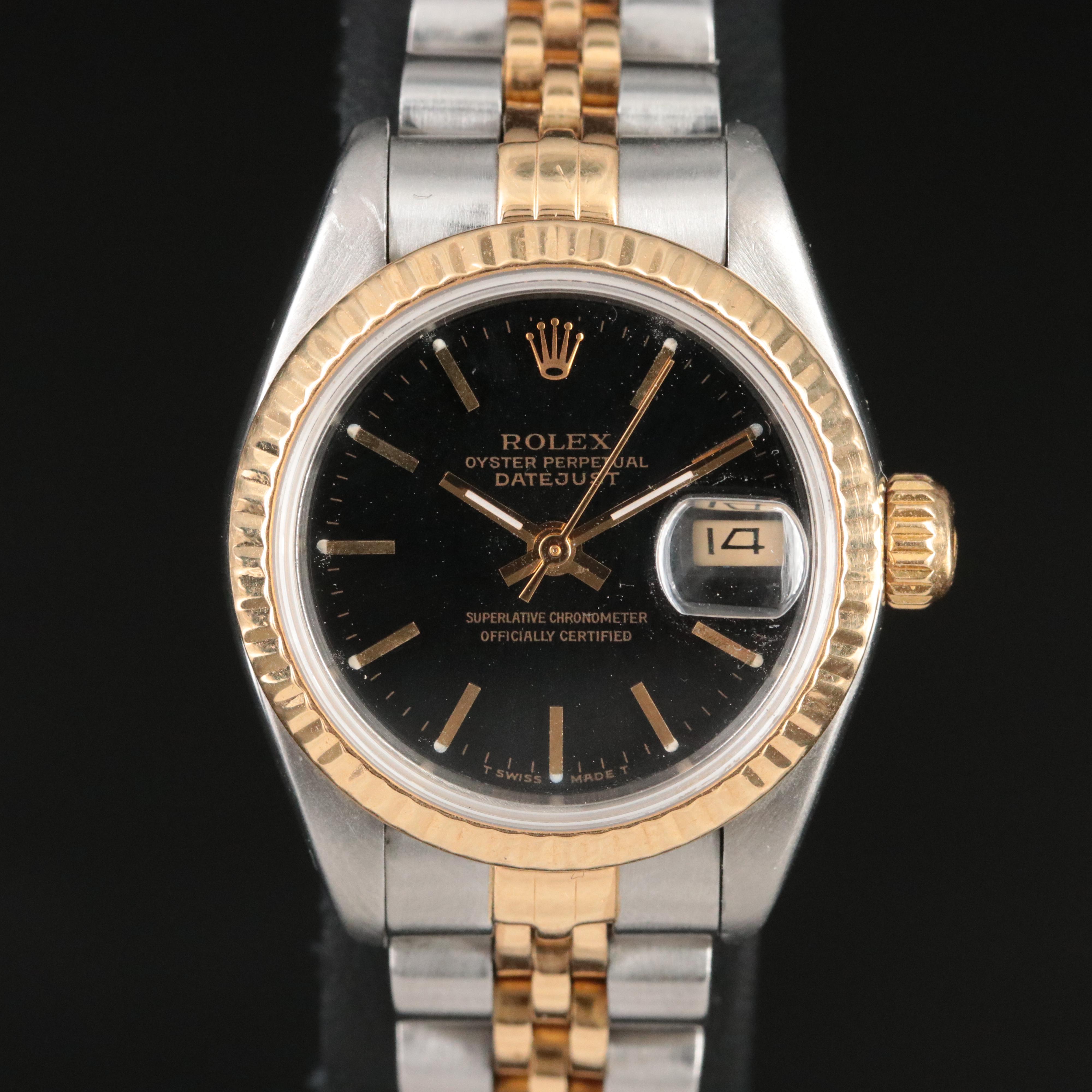 1991 Rolex Black Dial Oyster Perpetual Datejust Watch