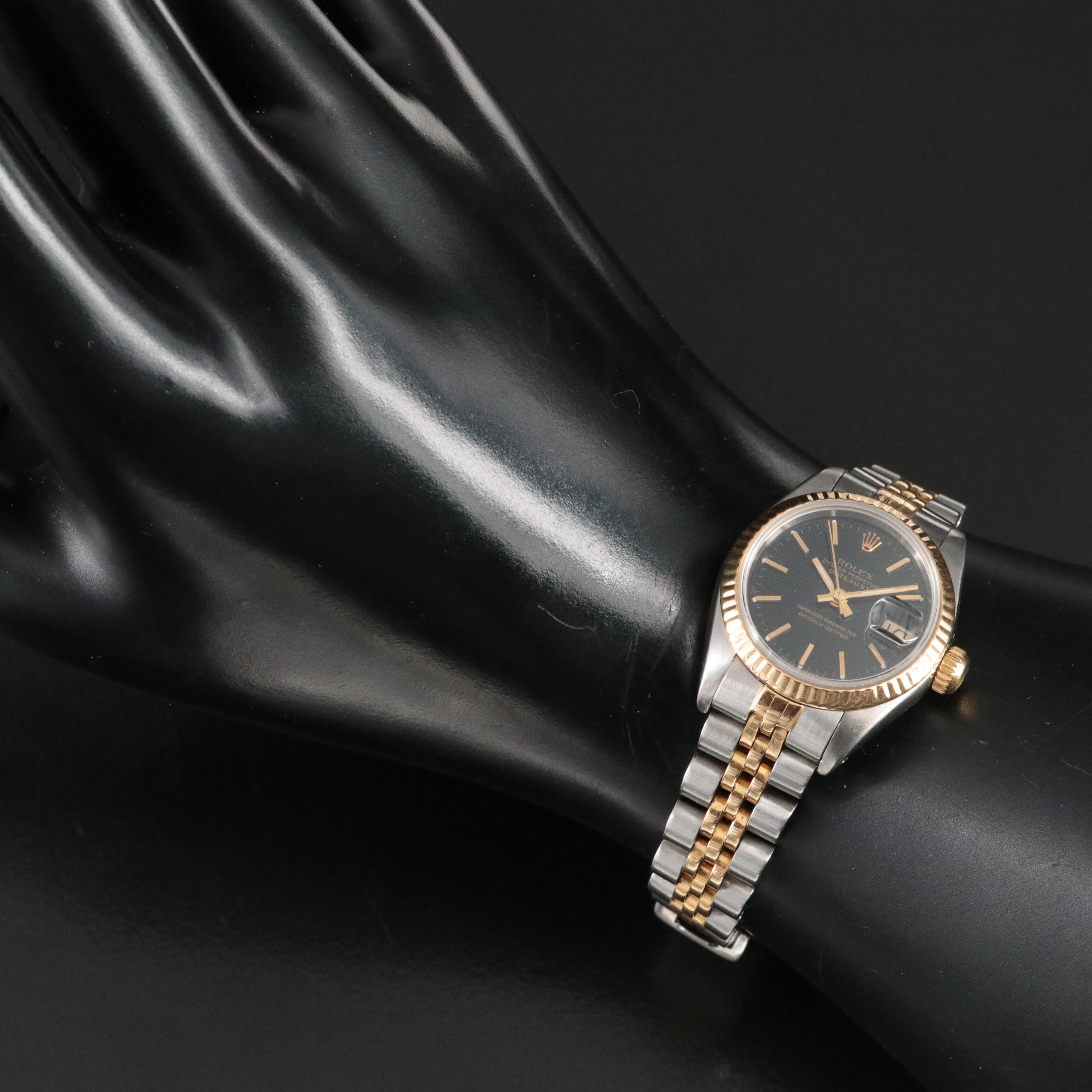 1991 Rolex Black Dial Oyster Perpetual Datejust Watch