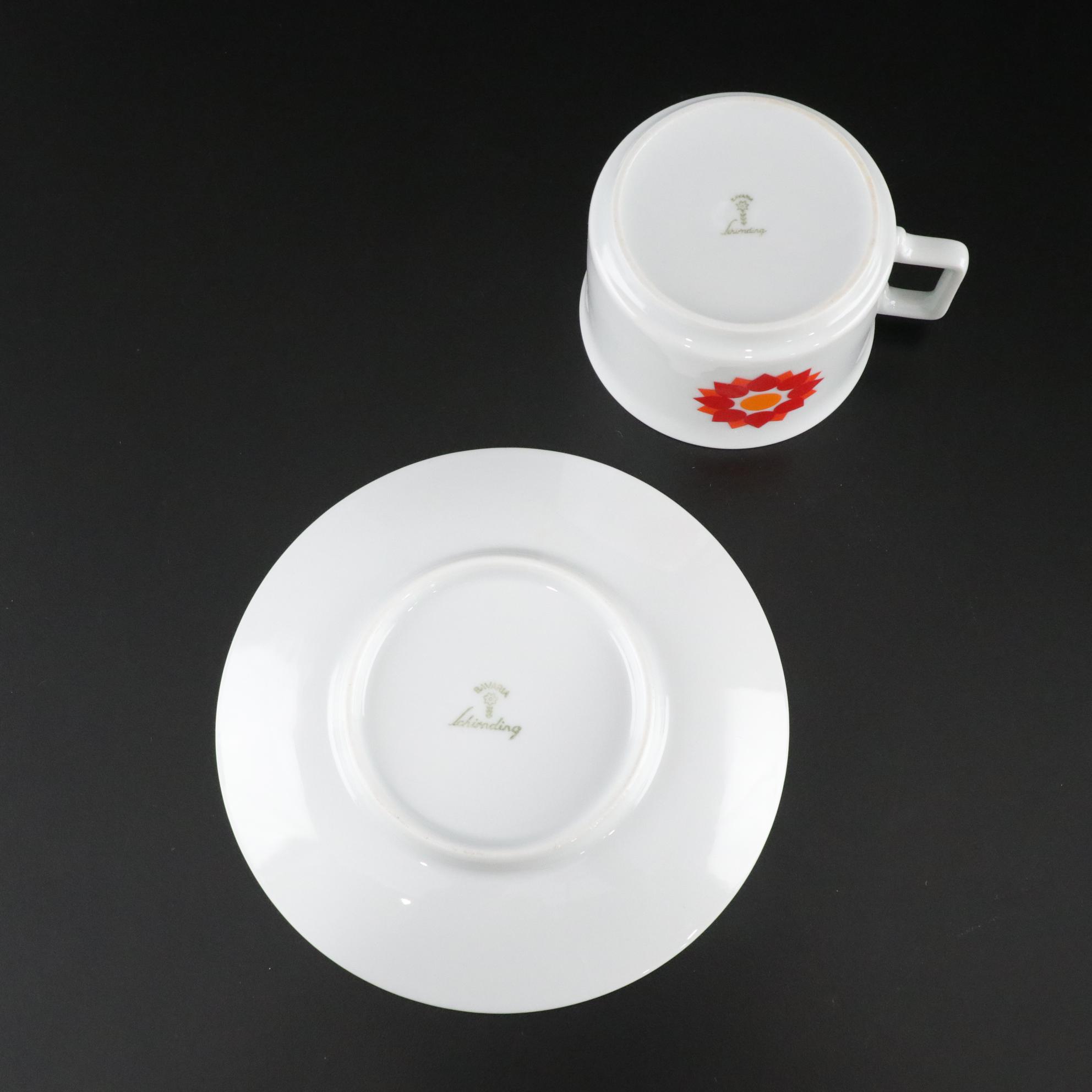 Schirnding Red Floral Plates and Teacup Dinnerware