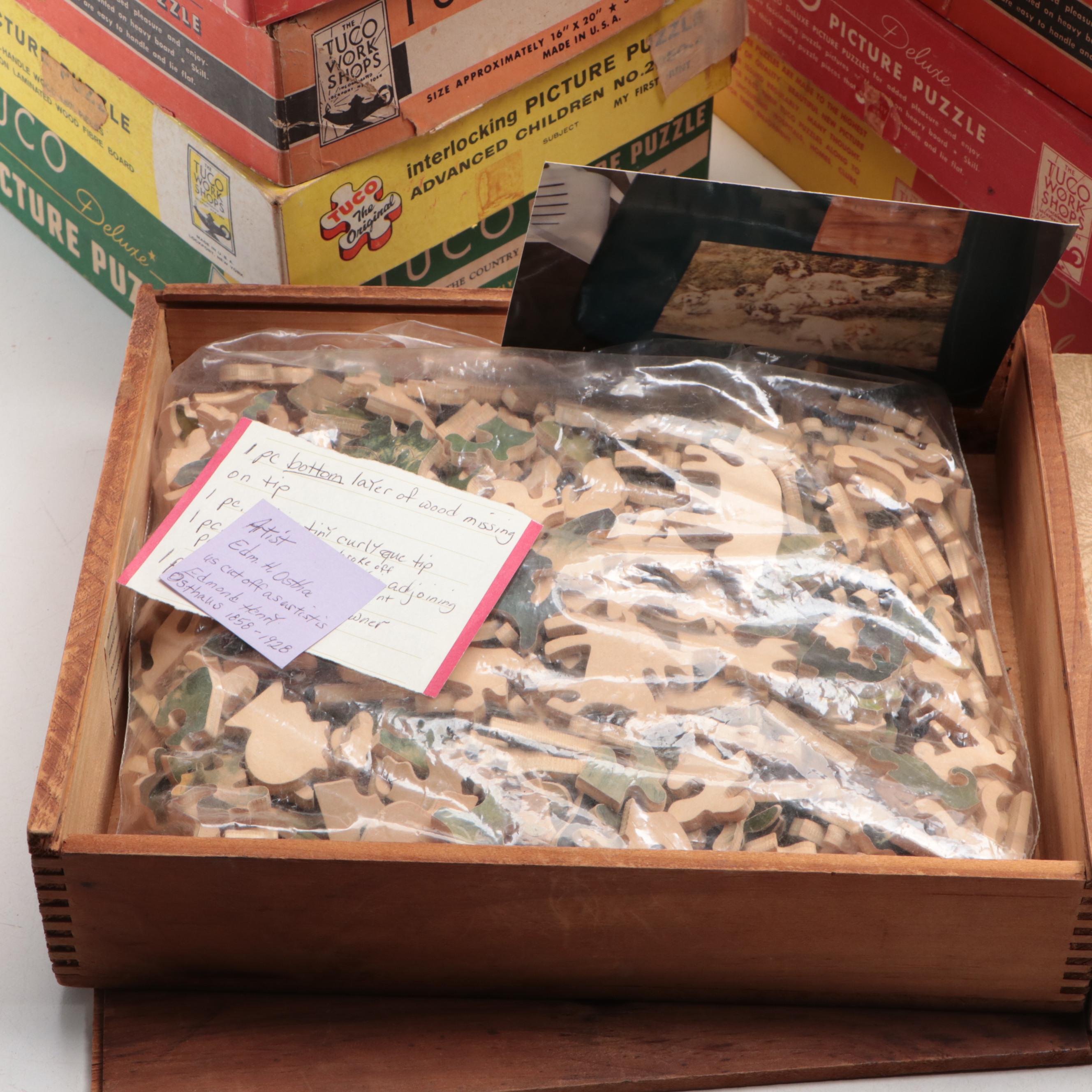 Tuco Picture Puzzles with Wooden Jigsaw Puzzles, Early to Mid-20th Century