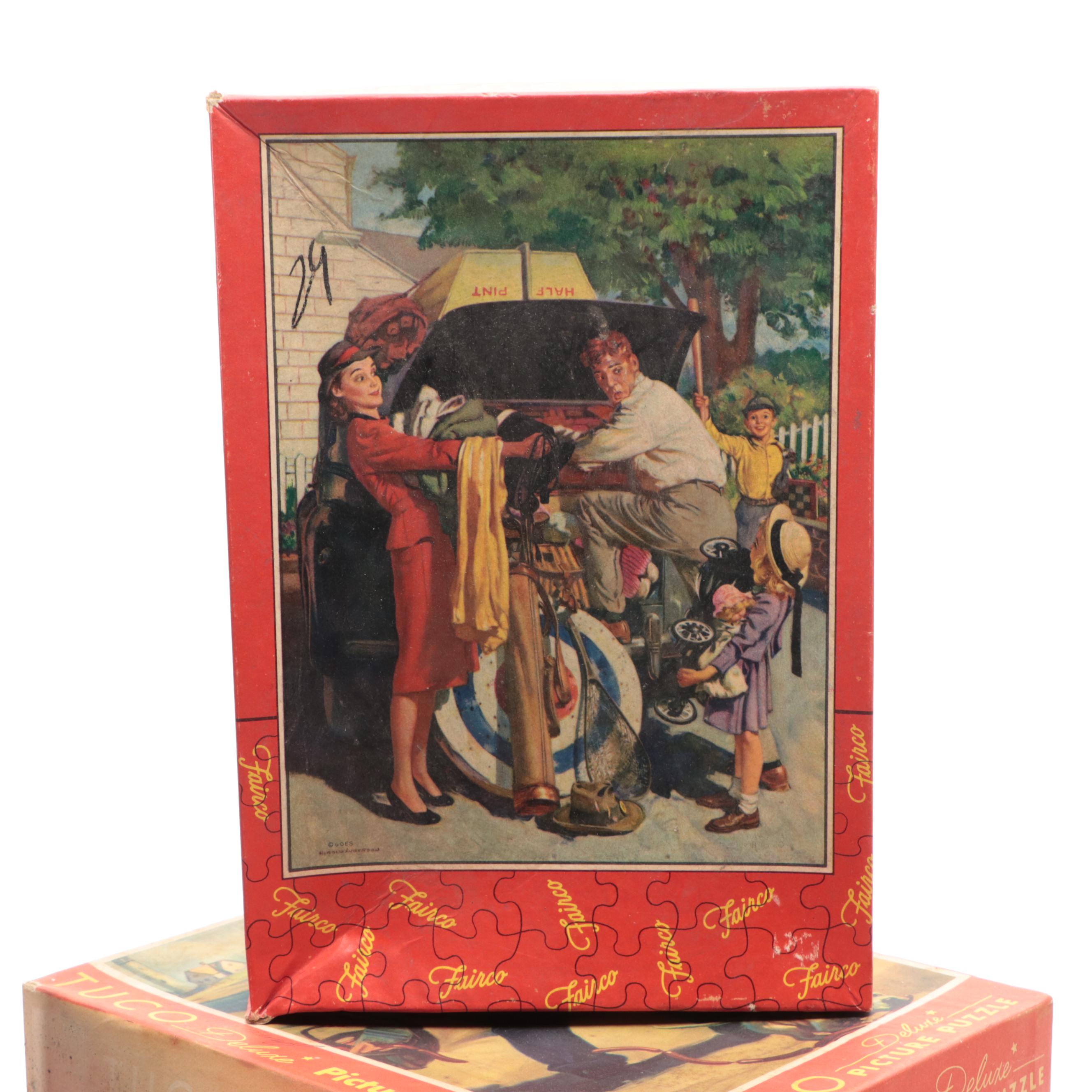 Tuco Picture Puzzles with Wooden Jigsaw Puzzles, Early to Mid-20th Century
