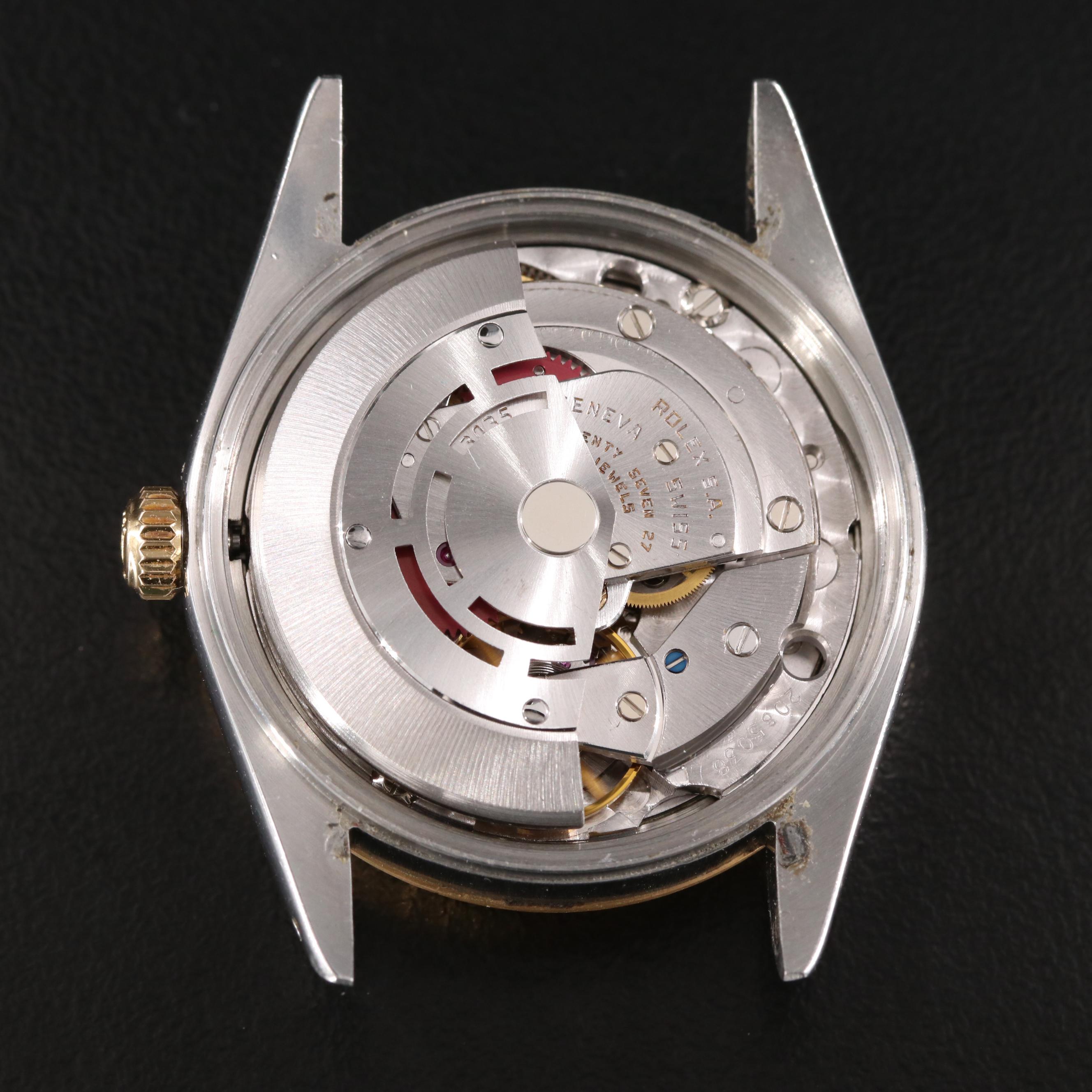 1989 Rolex 18K Engine Turned Bezel Date Watch