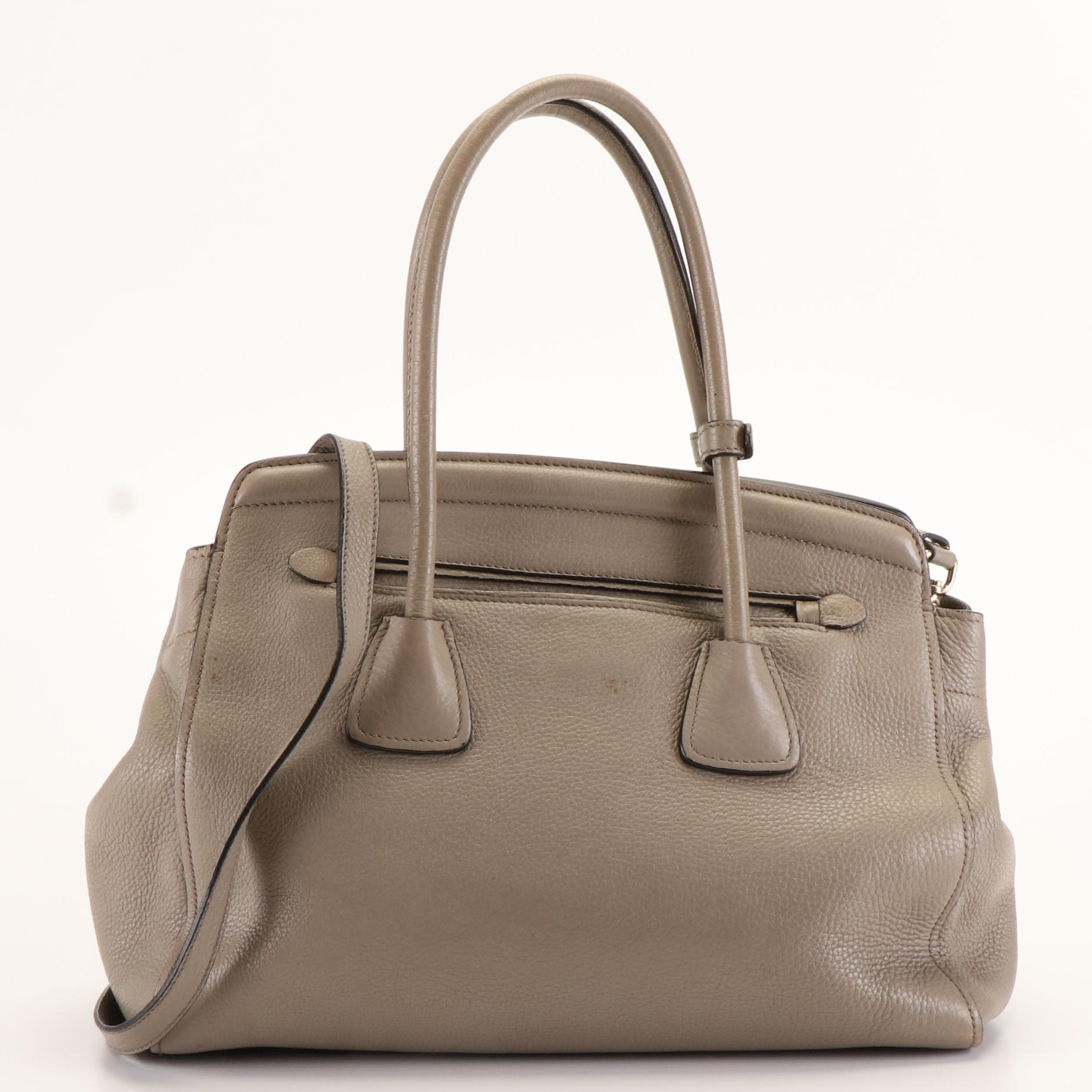 Prada Beige Vitello Daino Leather Top Handle Bag