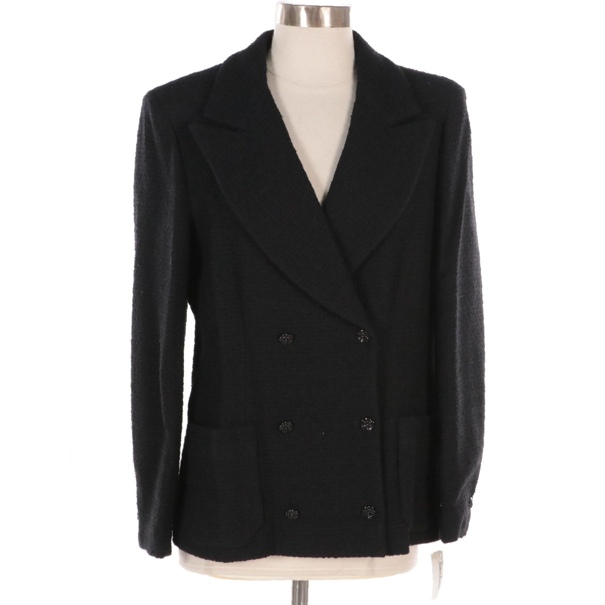 Chanel Black Tweed Double-Breasted Jacket from the 2002 Cruise Collection, NWT