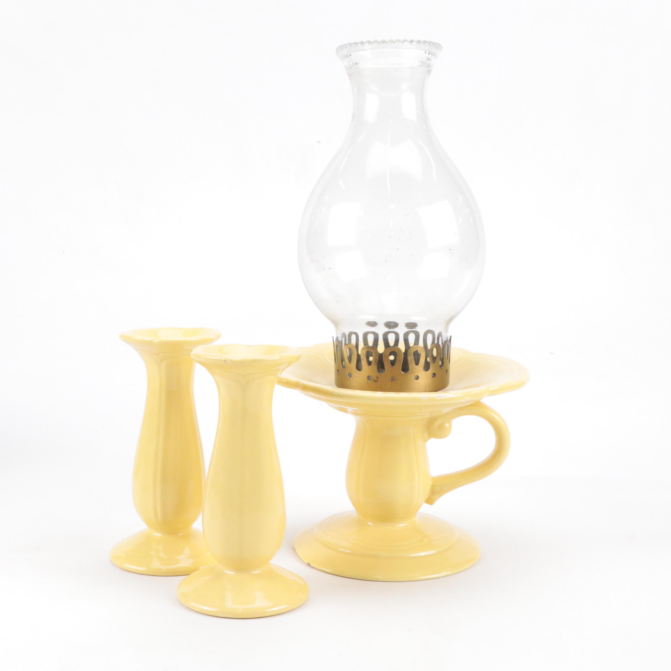 Russell Wright, Franciscan Tableware, Federalist Candlesticks, Hurricane Lantern