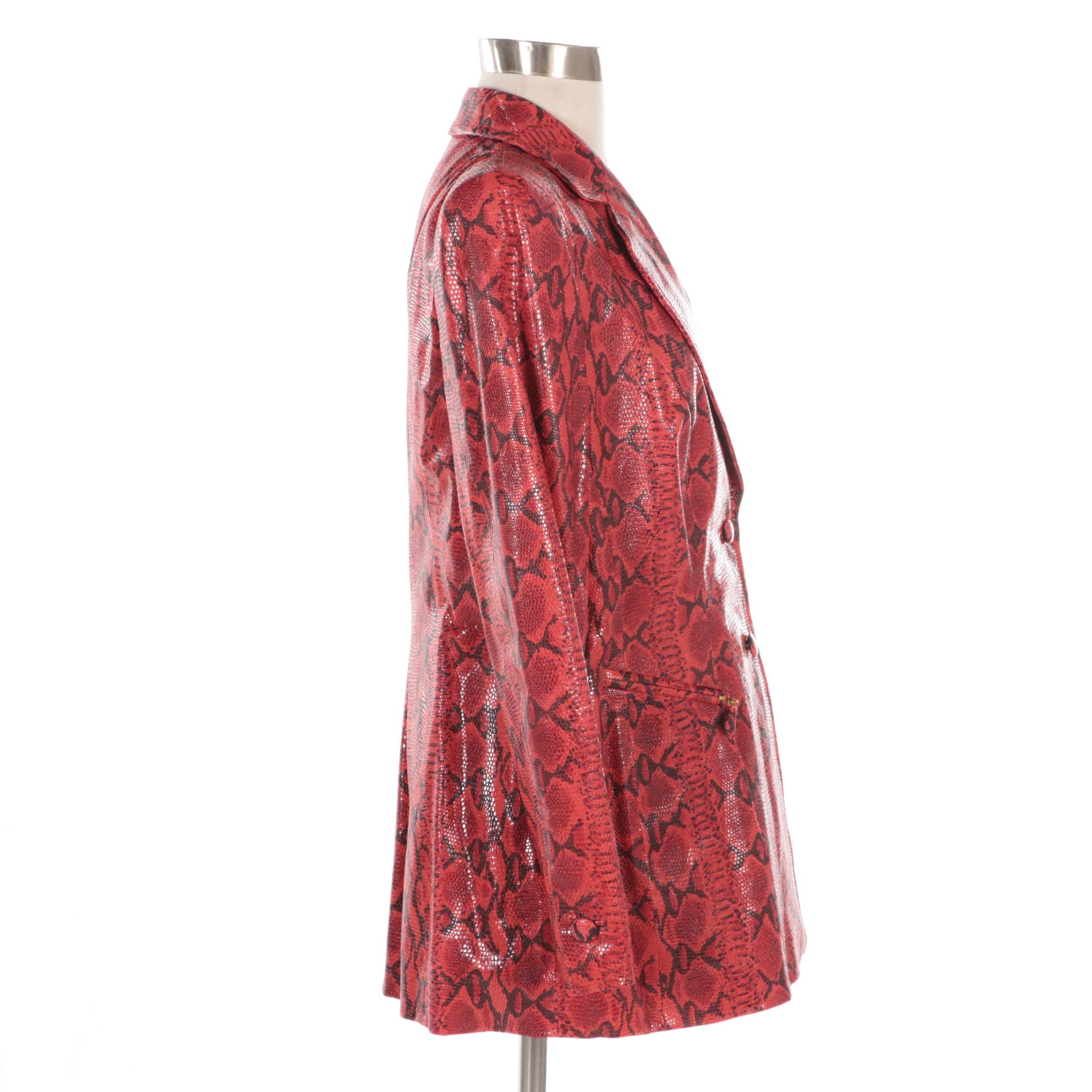 Escada Python Embossed Leather Two-Button Jacket, New with Tag